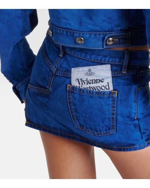 Vivienne Westwood o1s22i1n0924 Denim Foam Mini Skirt in Blue Size 27" / US 4 / IT 40 - 4 Thumbnail