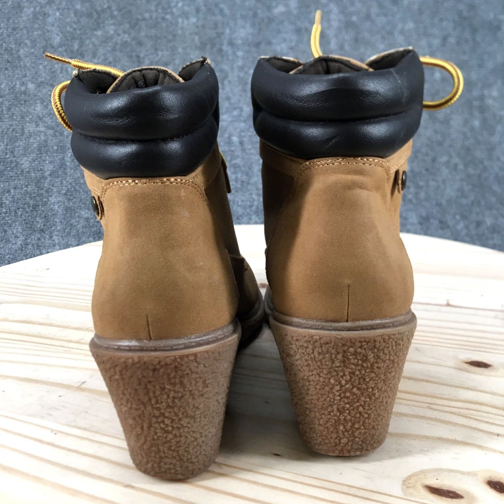 Vintage Unionbay Hiking Boots Womens 9 M Rapsody Brown Faux Leather Wedge Lace Up Size US 9 / IT 39 - 7 Thumbnail