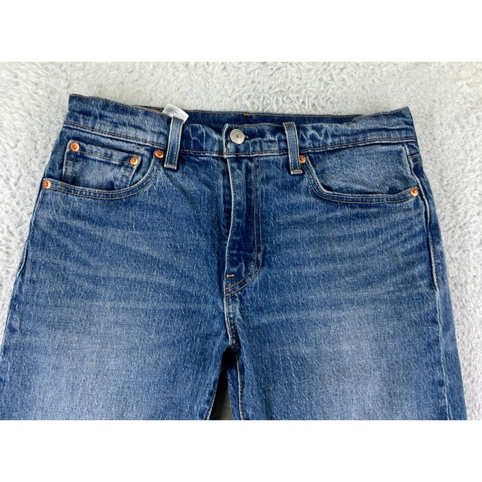 Levi's VINTAGE Levis Jeans Adult 30 Blue Denim Levi's 502 Slim Straight 5-Pocket Denim Jeans 30x28 Cotton Blend Distressed Medium Wash Mens Jeans Size US 30 / EU 46 - 7 Thumbnail