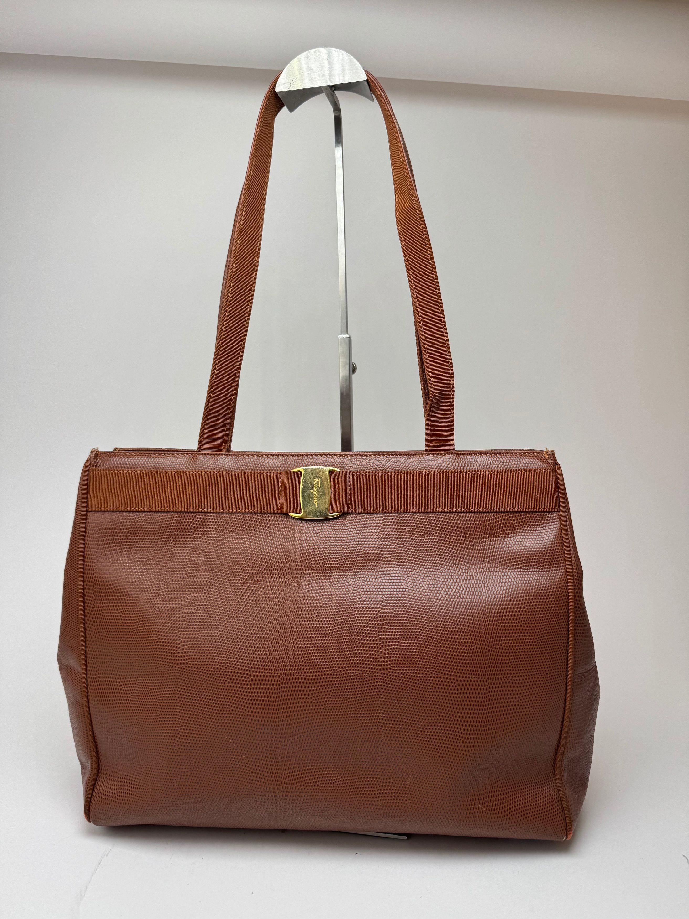 Salvatore Ferragamo Vintage Snake style leather bag brown Size ONE SIZE - 1 Thumbnail
