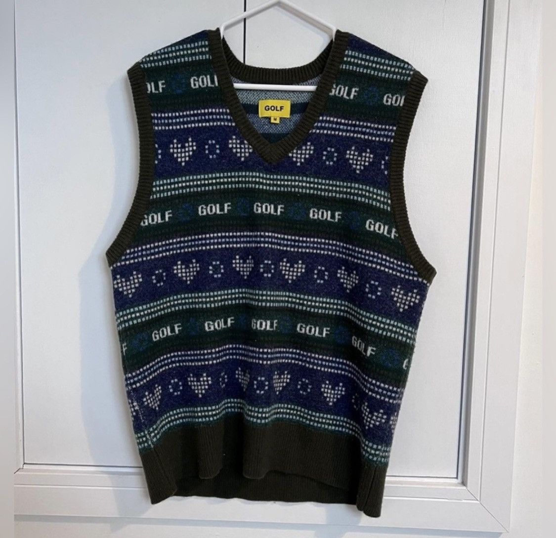 image of Golf Wang Golfwang Hearts Sweatervest in Green, Men's (Size Medium)