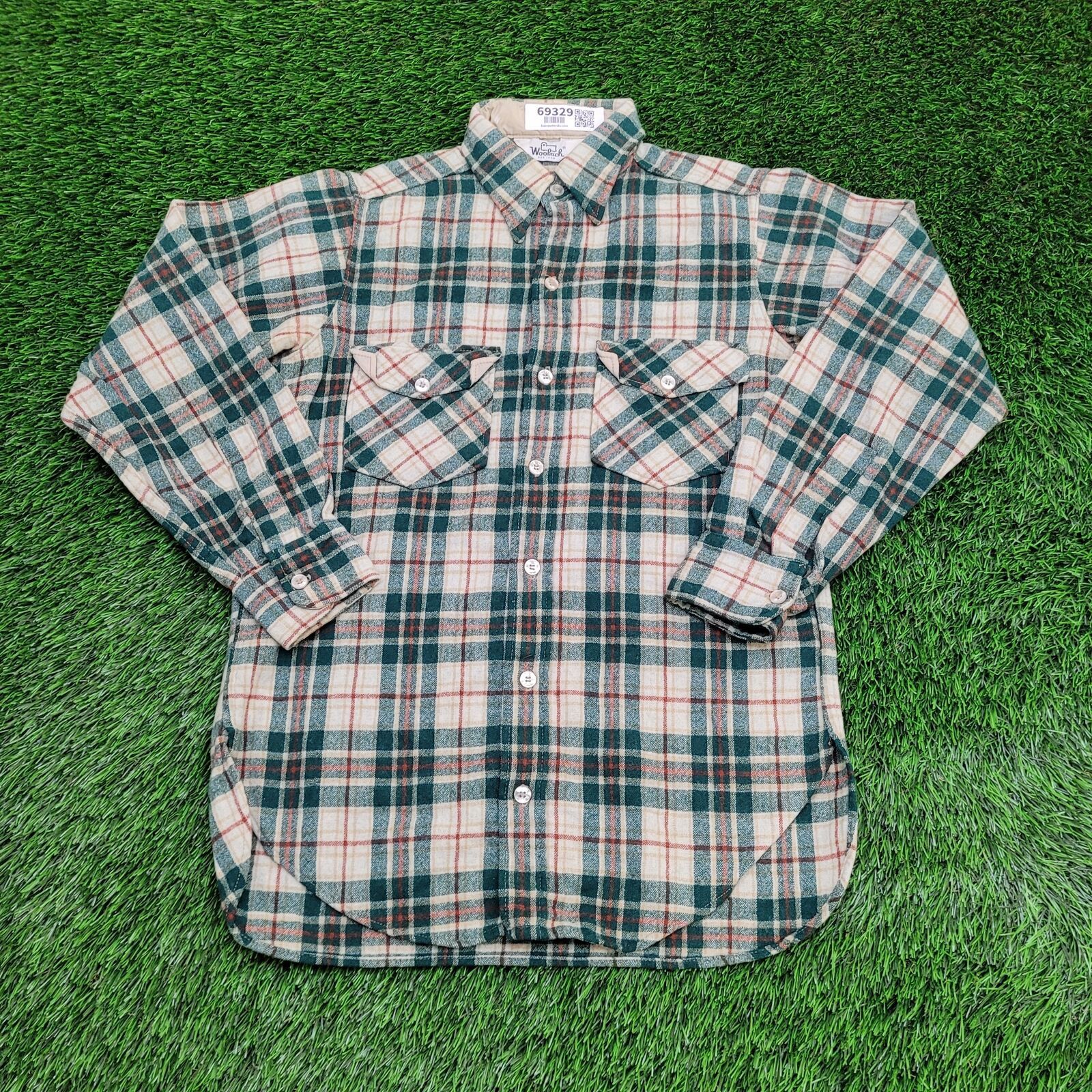 Vintage Woolrich Shadow Plaid Shirt Medium 20x30 Western