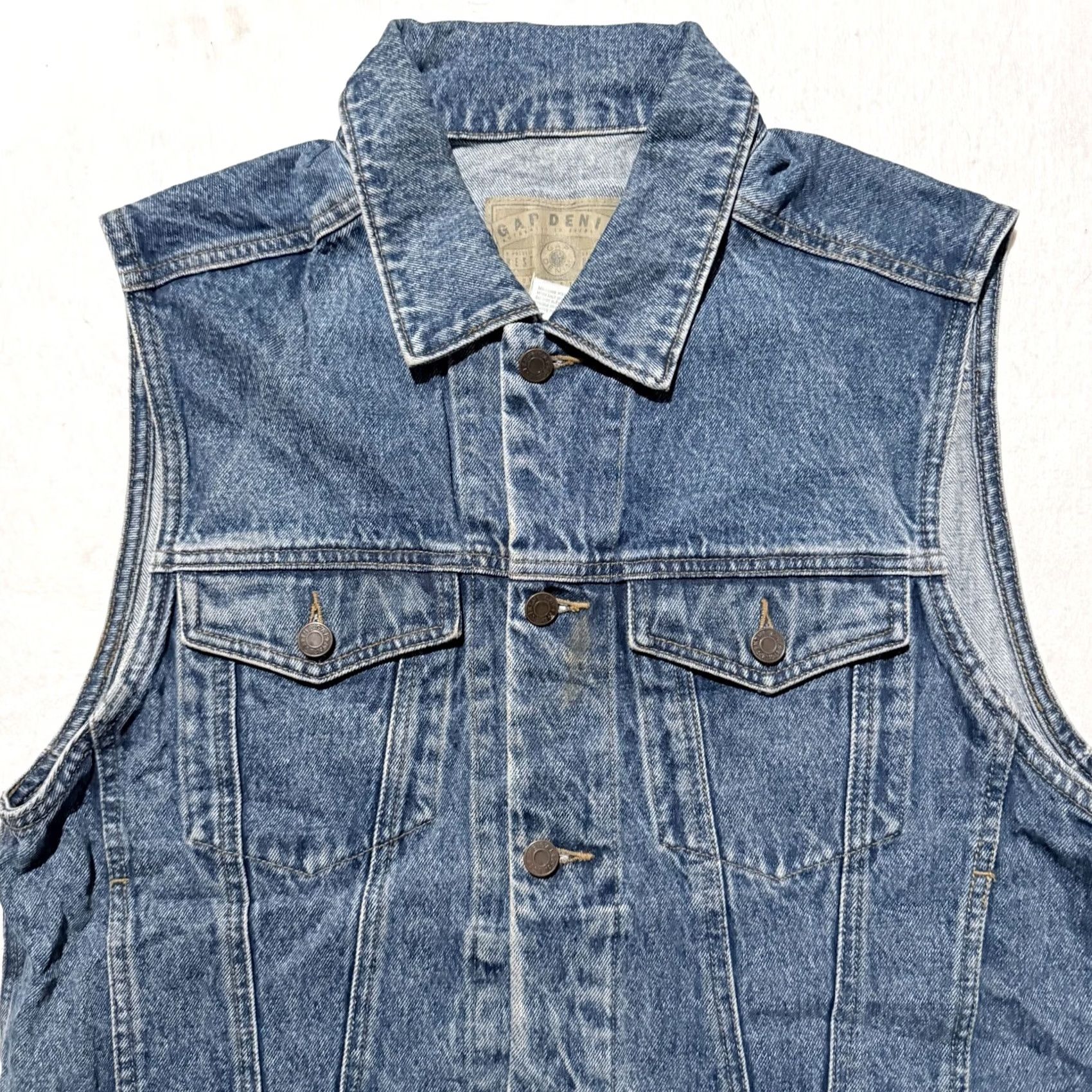 Gap VINTAGE Gap Denim Trucker Vest Mens Blue - 90s Biker Medium Shirt/Vest Size US M / EU 48-50 / 2 - 3 Thumbnail