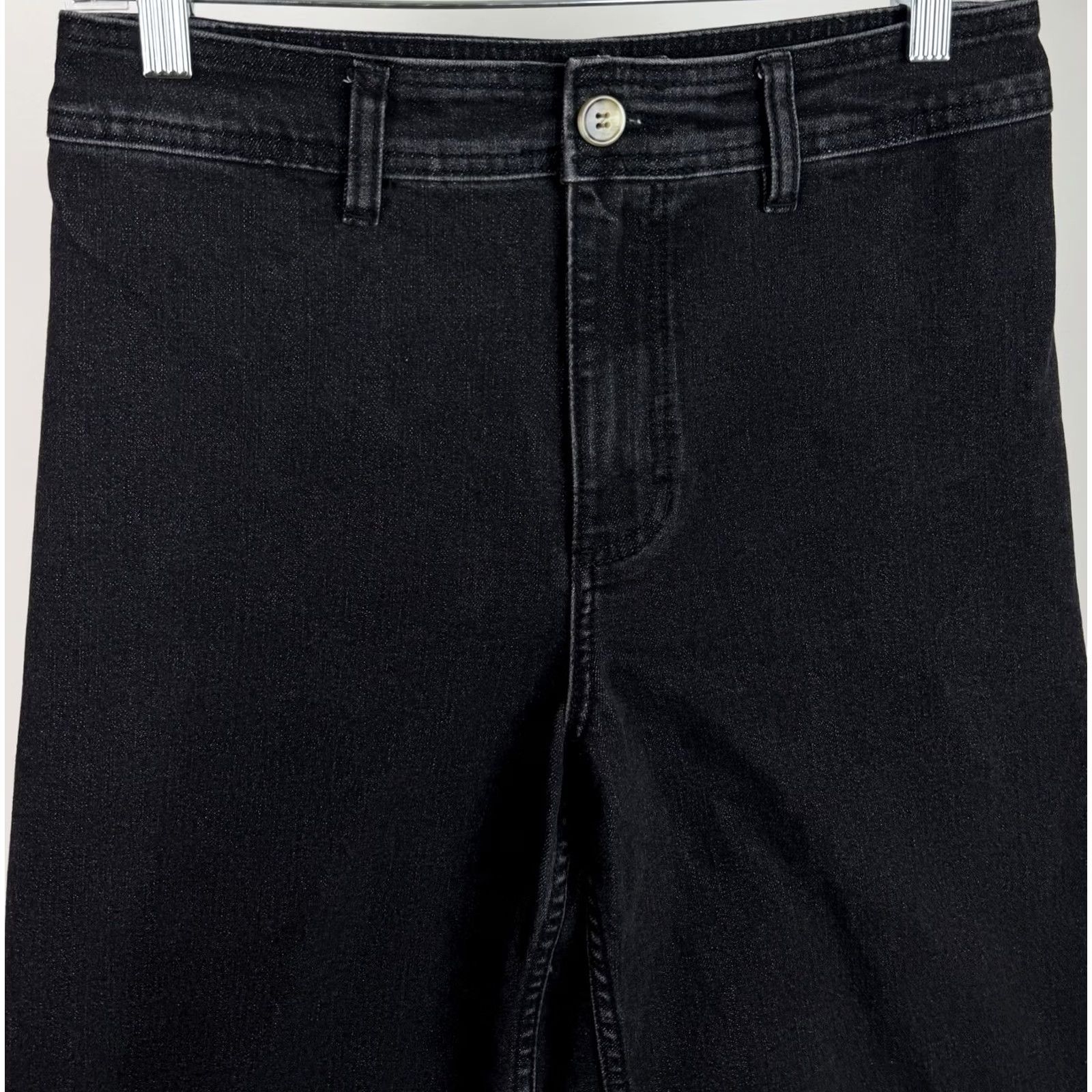 Billabong Billabong Jeans Womens 29 Cropped Wide-Leg Raw Hem Black Denim 29" Inseam Stretch High Rise Size 29" - 3 Thumbnail