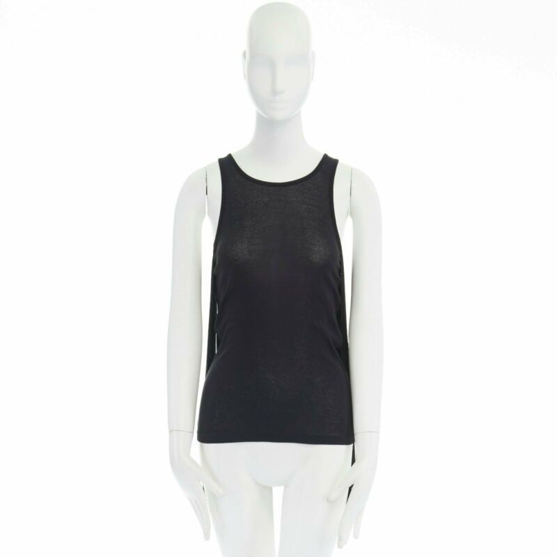 STELLA MCCARTNEY black ITinge back cotton silk blend sleeveless top IT38 XS