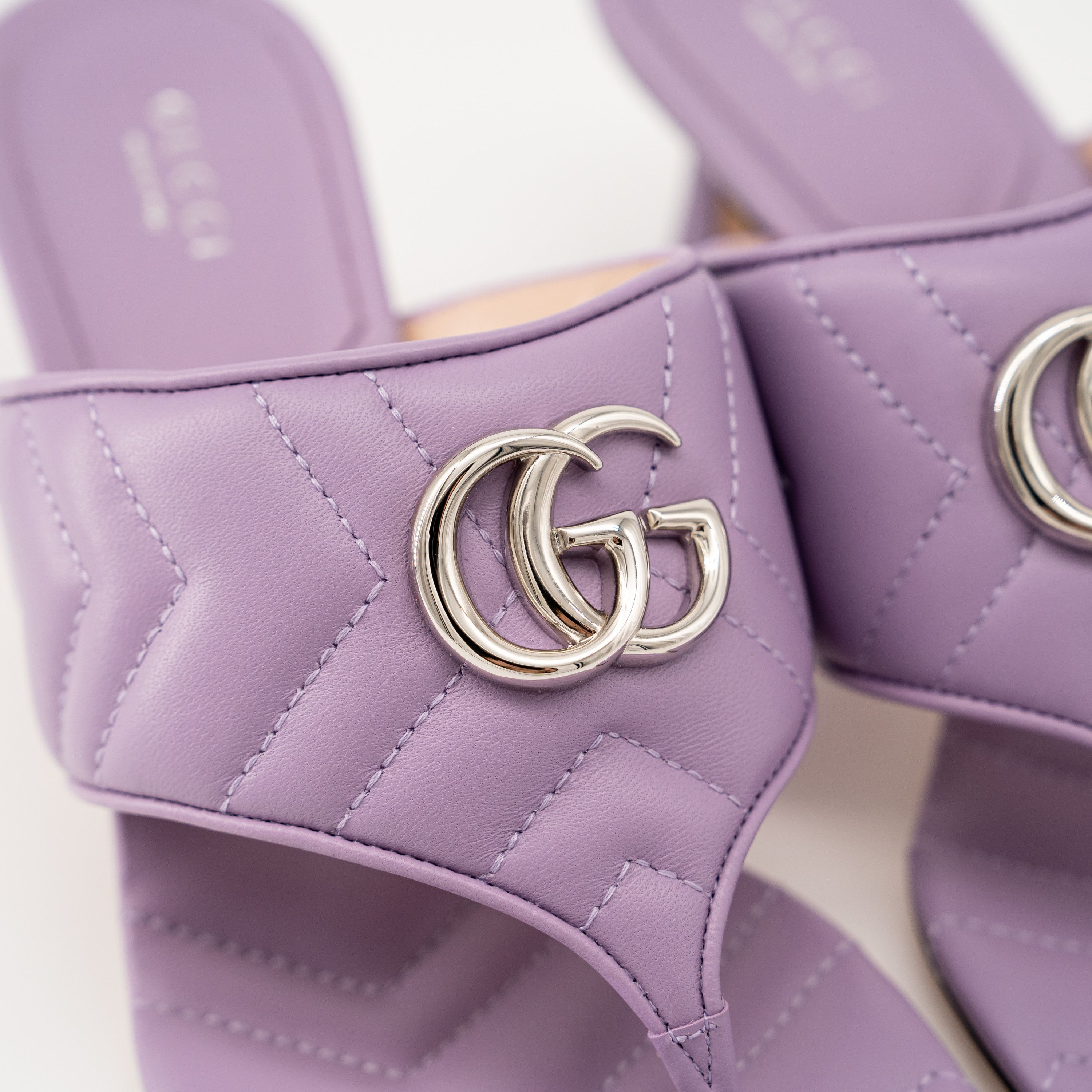 Gucci 40G 10 US Gucci Marmont GG Heel Sandals Quilted Purple Size US 10 / IT 40 - 7 Thumbnail