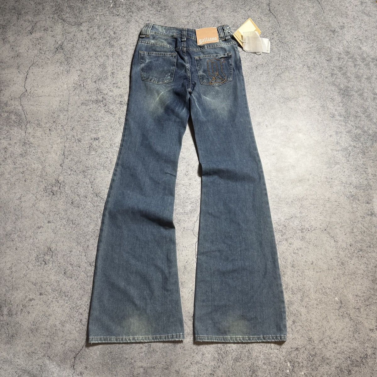 John Galliano NEW Galliano Y2K 00s Flared Jeans Size 25" / US 0 / IT 36 - 2 Thumbnail