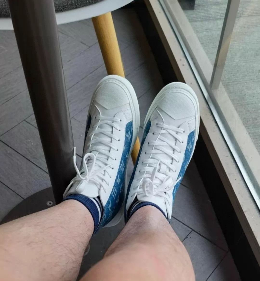 Louis Vuitton LV High-Top Color Blocked Blue Denim Sneaker US 7.5 Size US 7.5 / EU 40-41 - 8 Thumbnail