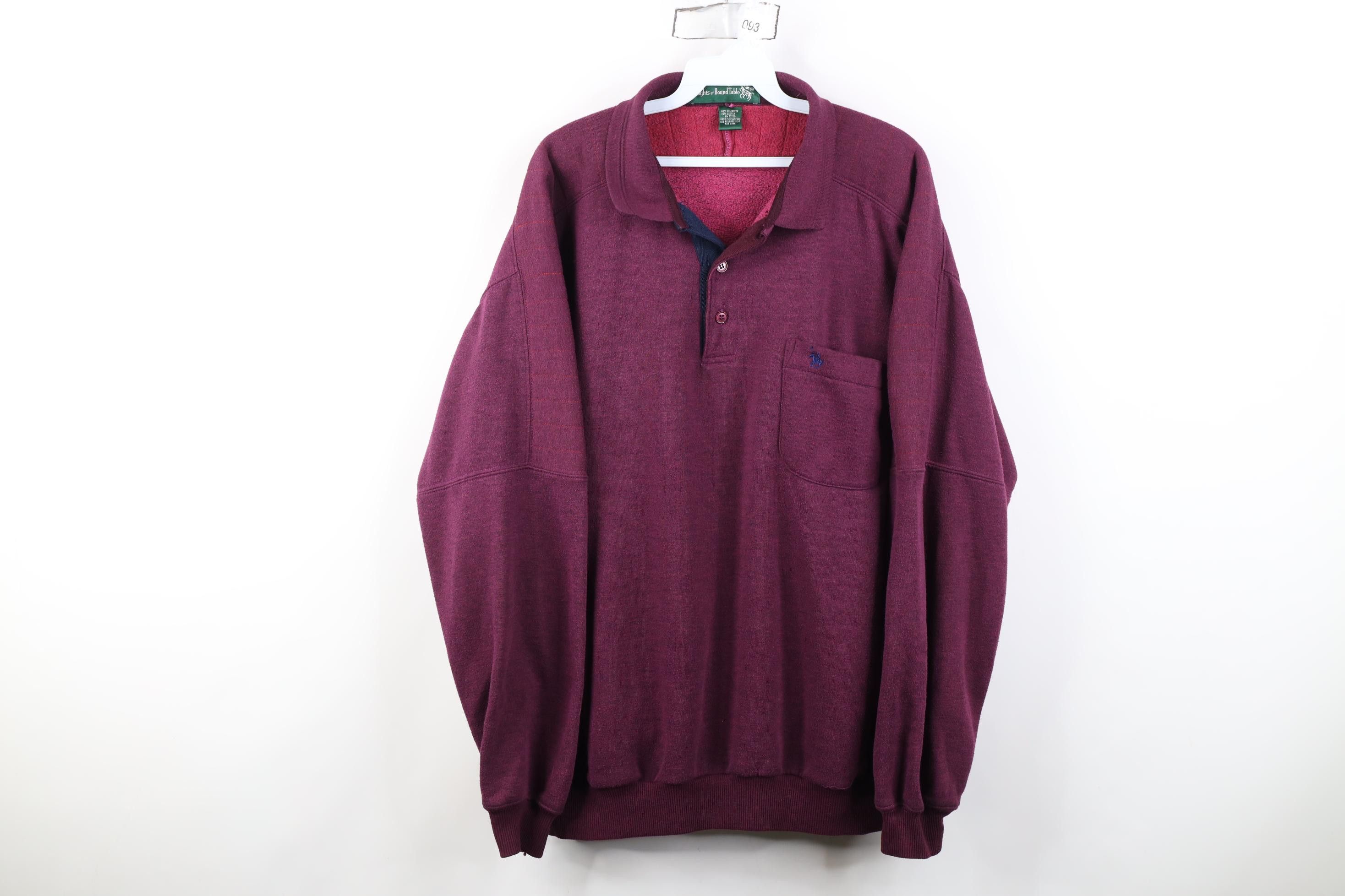 Vintage Vintage 90s Streetwear Collared Pullover Sweatshirt Purple Size US XL / EU 56 / 4 - 1 Thumbnail