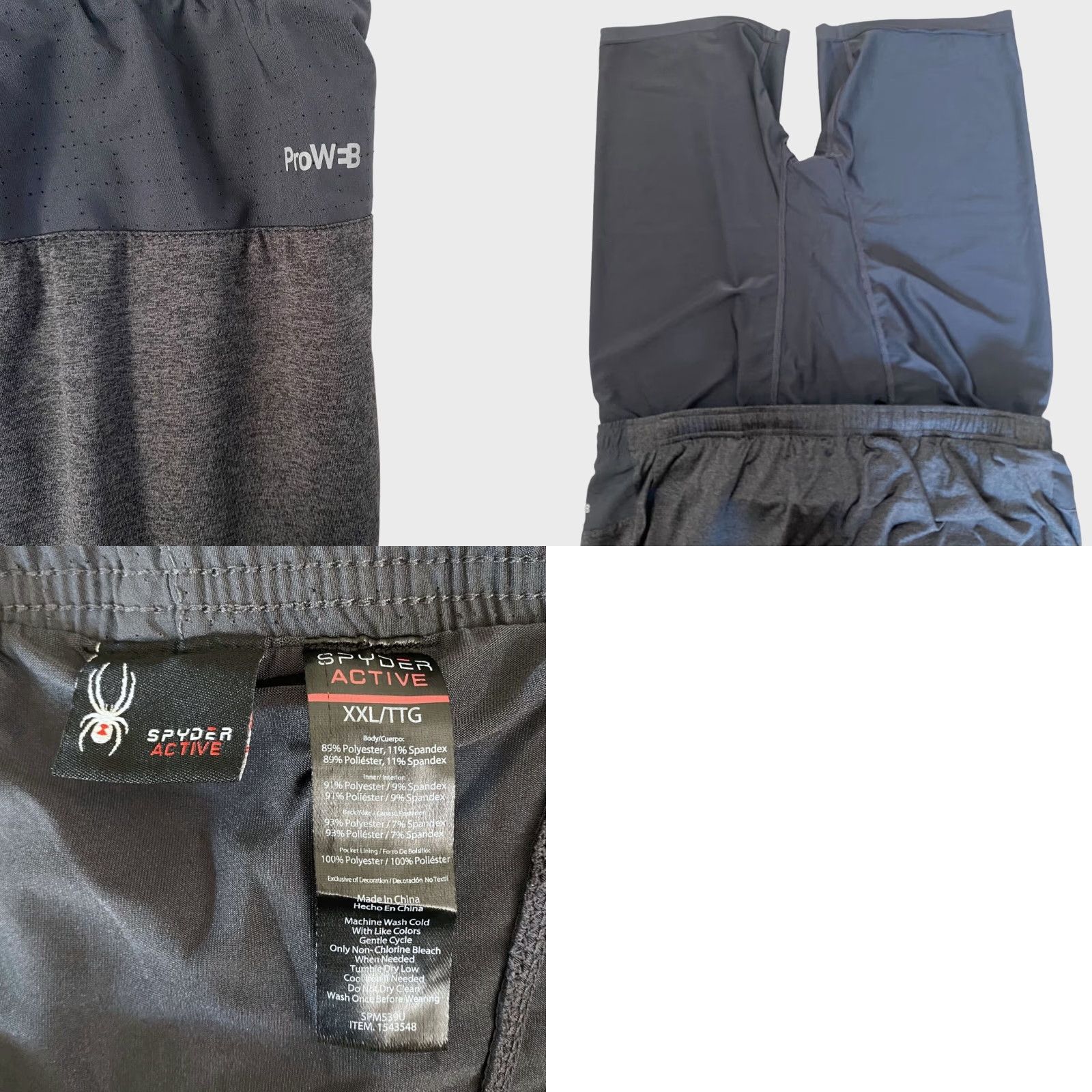 Spyder Spyder Active Performance ProWeb Lined Shorts Gray Mens XXL Athletic Stretch Gym Size US 39 - 8 Thumbnail