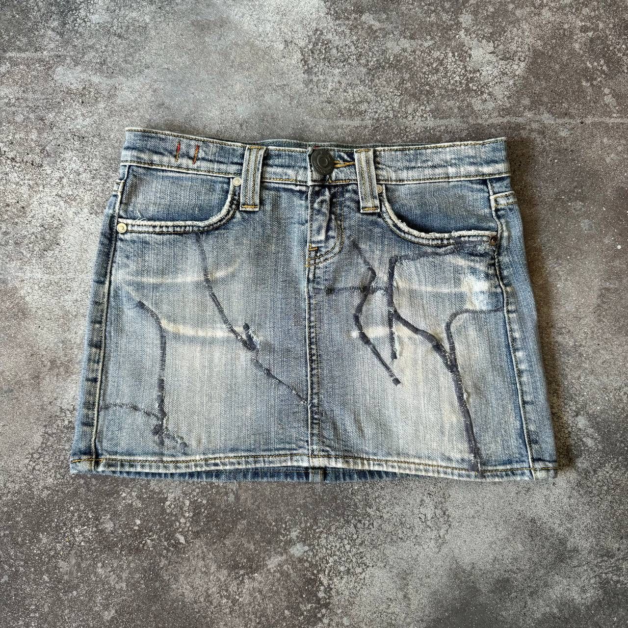 Hysteric Glamour Sexy Washed Blue Denim Mini Skirt (rick owens style) Size 30" / US 8 / IT 44 - 2 Thumbnail