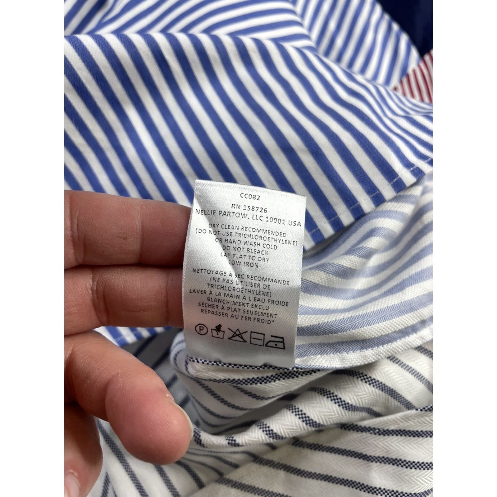 Partow Partow Shirt Women’s 6 Multicolor Striped Patchwork Blouse USA 100% Cotton Womens Size M / US 6-8 / IT 42-44 - 6 Thumbnail