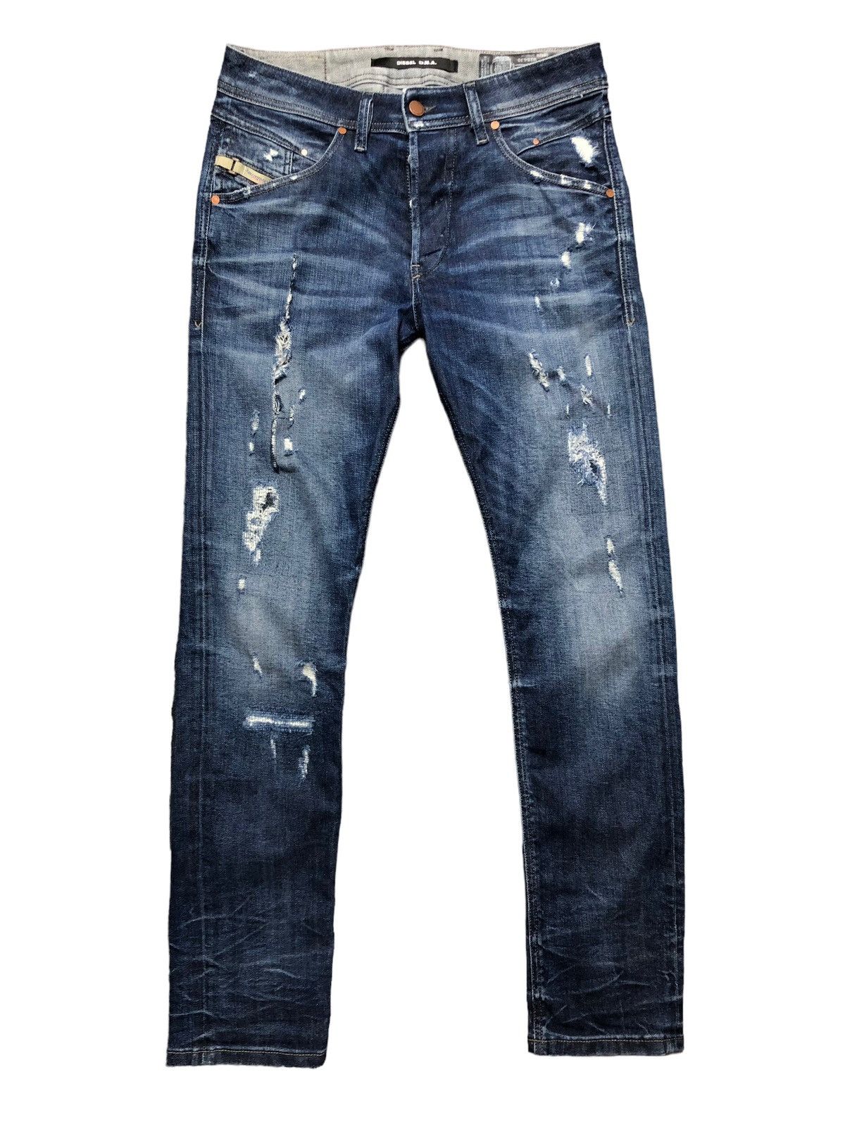 Image of Size 31X30 Vintage Diesel Industry Slim Distressed Jeans in Blue, Men's