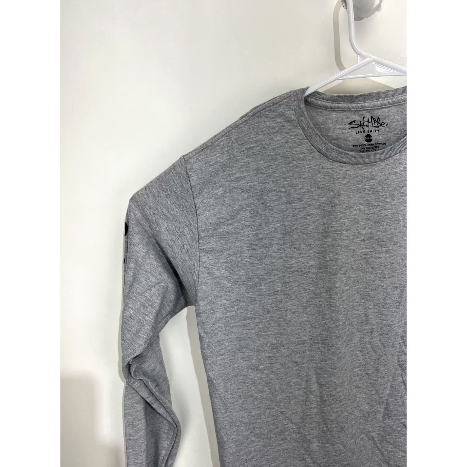 Vintage SALT LIFE Live Salty Long Sleeve Pocket T-Shirt Grey USA Flag Men's M Medium Size US M / EU 48-50 / 2 - 3 Thumbnail