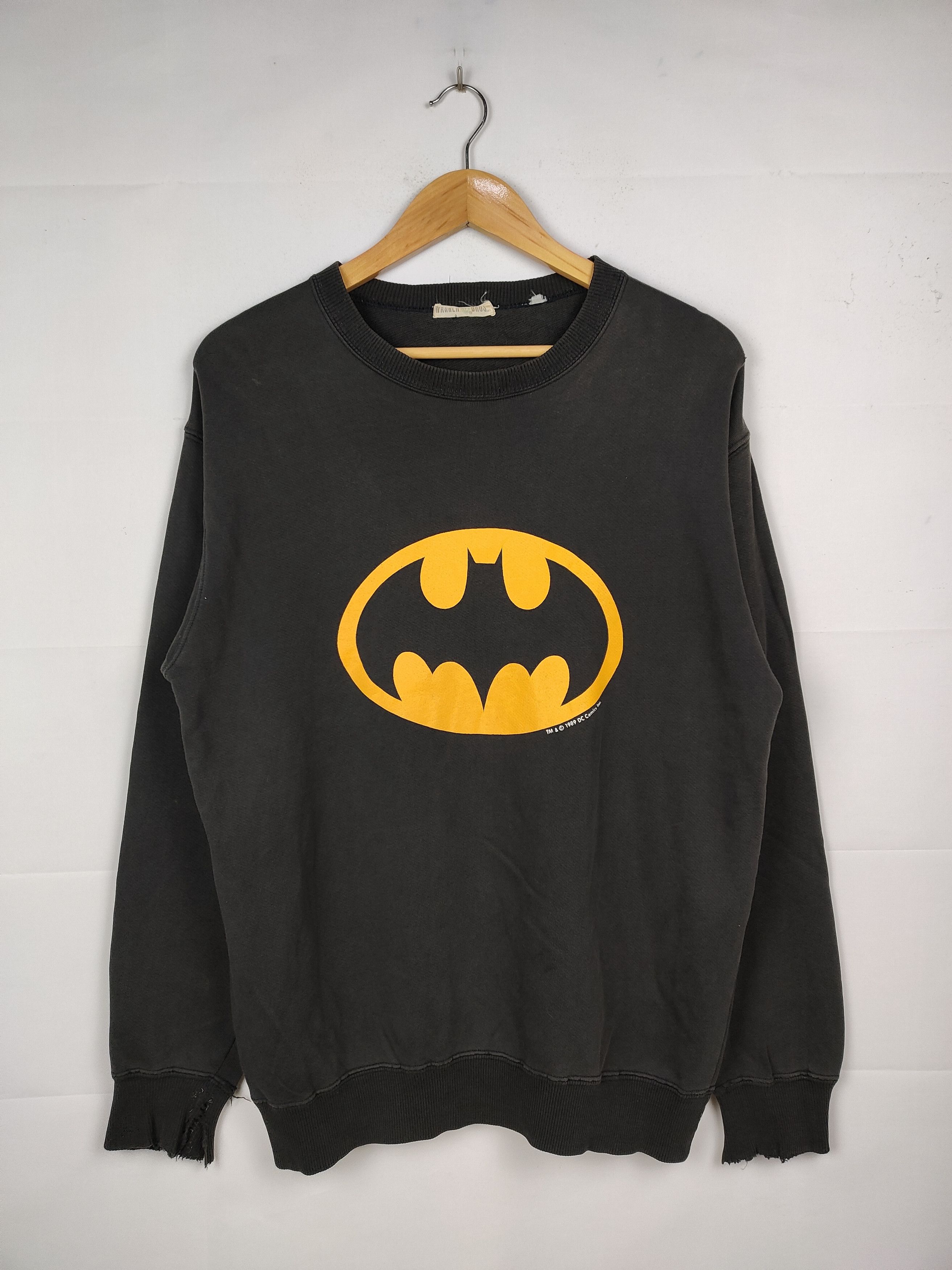 DC Comics × Vintage Vintage Distressed late 80s Batman Logo Sweatshirt Size US M / EU 48-50 / 2 - 1 Thumbnail