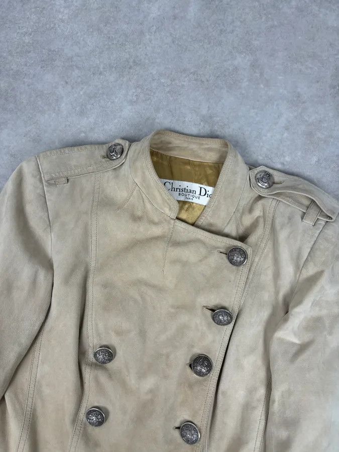 Dior AW2005 Christian Dior Beige Asymmetrical Officer Leather Jacket Size S / US 4 / IT 40 - 4 Thumbnail