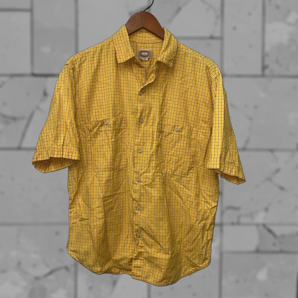 Banana Republic VINTAGE Banana Republic Plaid Shirt Mens M Yellow Short Sleeve Button-Up Regular Size Size US M / EU 48-50 / 2 - 1 Thumbnail