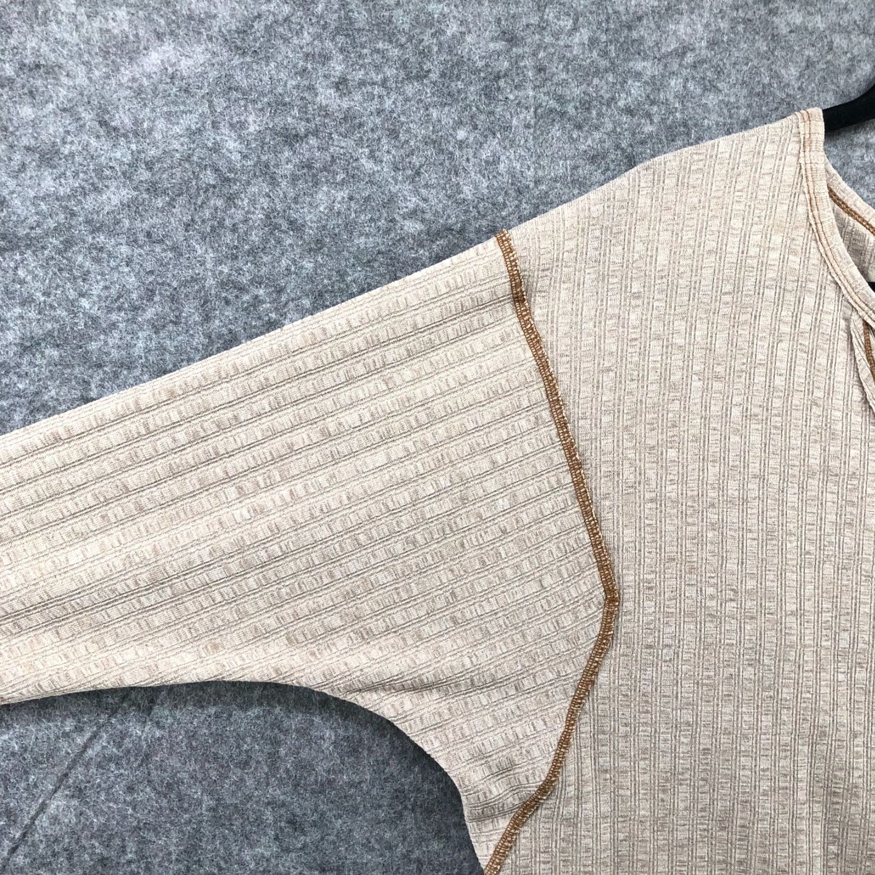 Vintage Gigio USA Oversized Tunic Boho Long Sleeve Top Beige Ribbed Womens L Shirt Size L / US 10 / IT 46 - 5 Thumbnail