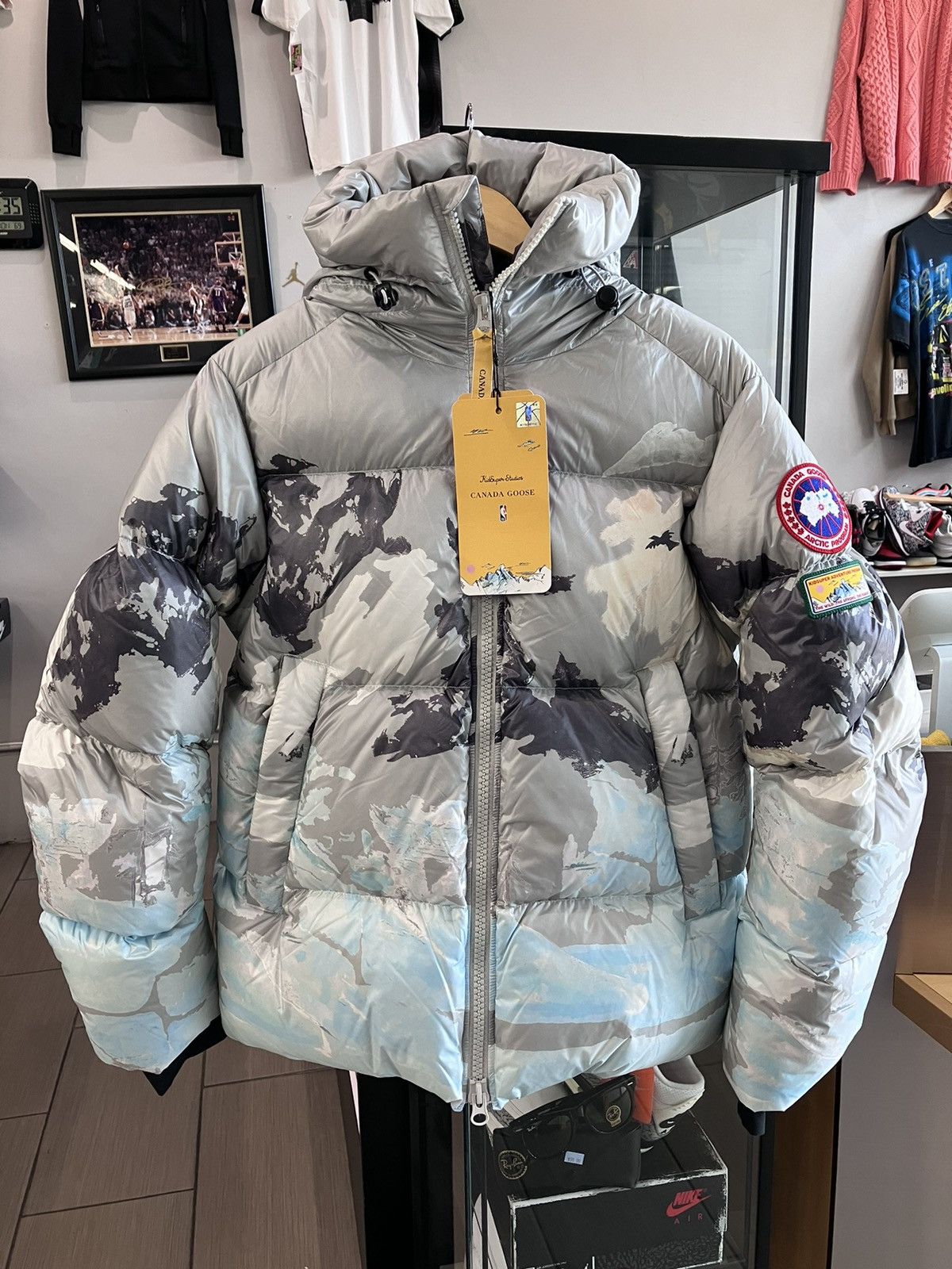 image of Canada Goose X Kidsuper Landscape Print Crofton Puffer Small in White, Men's