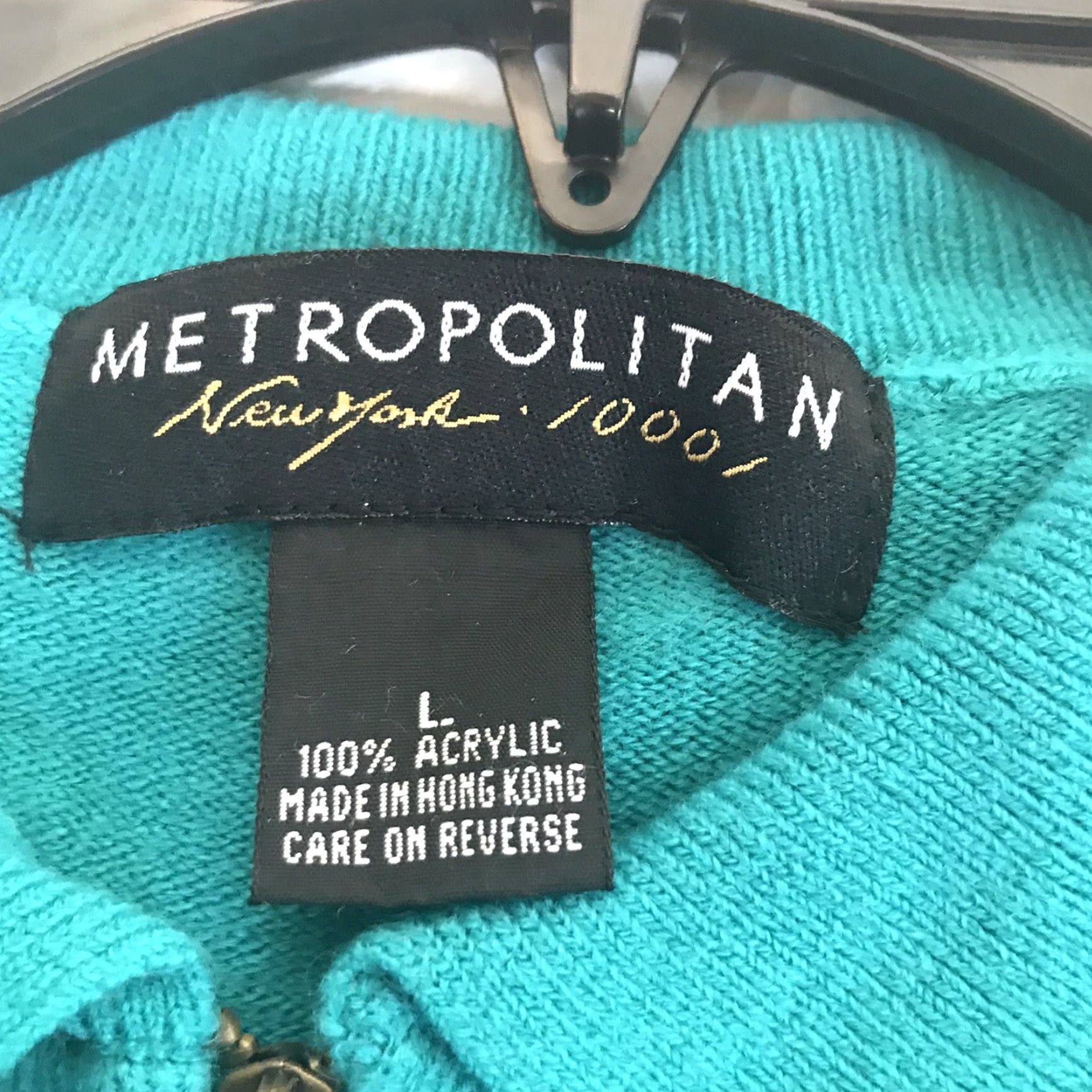 Vintage Metropolitan New York 1001 Turquoise Sweater 1/4 Zip Womens Large Size L / US 10 / IT 46 - 3 Thumbnail
