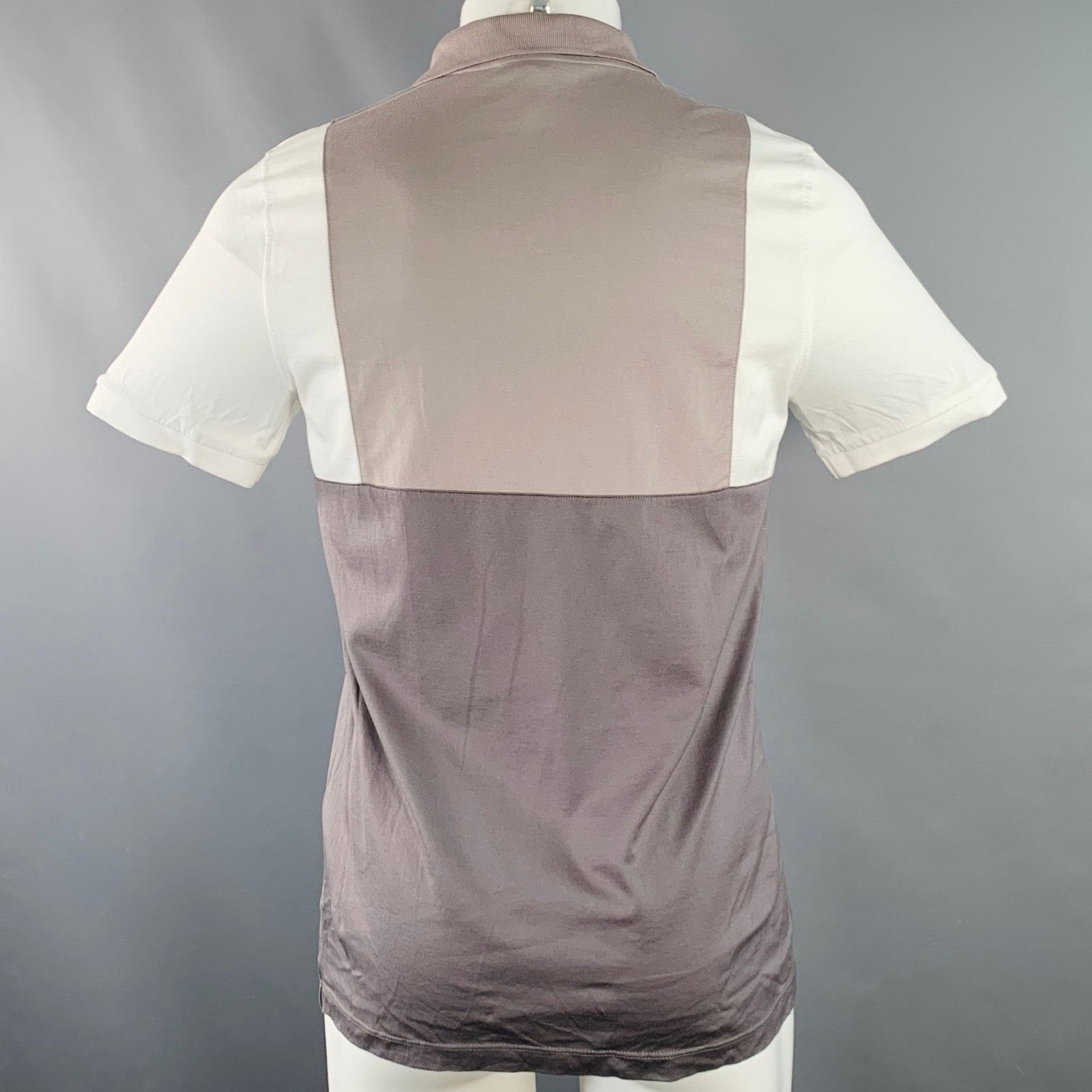 Reiss REISS Samuel White Tan Brown Color Block Cotton Zip Polo Size US S / EU 44-46 / 1 - 3 Thumbnail