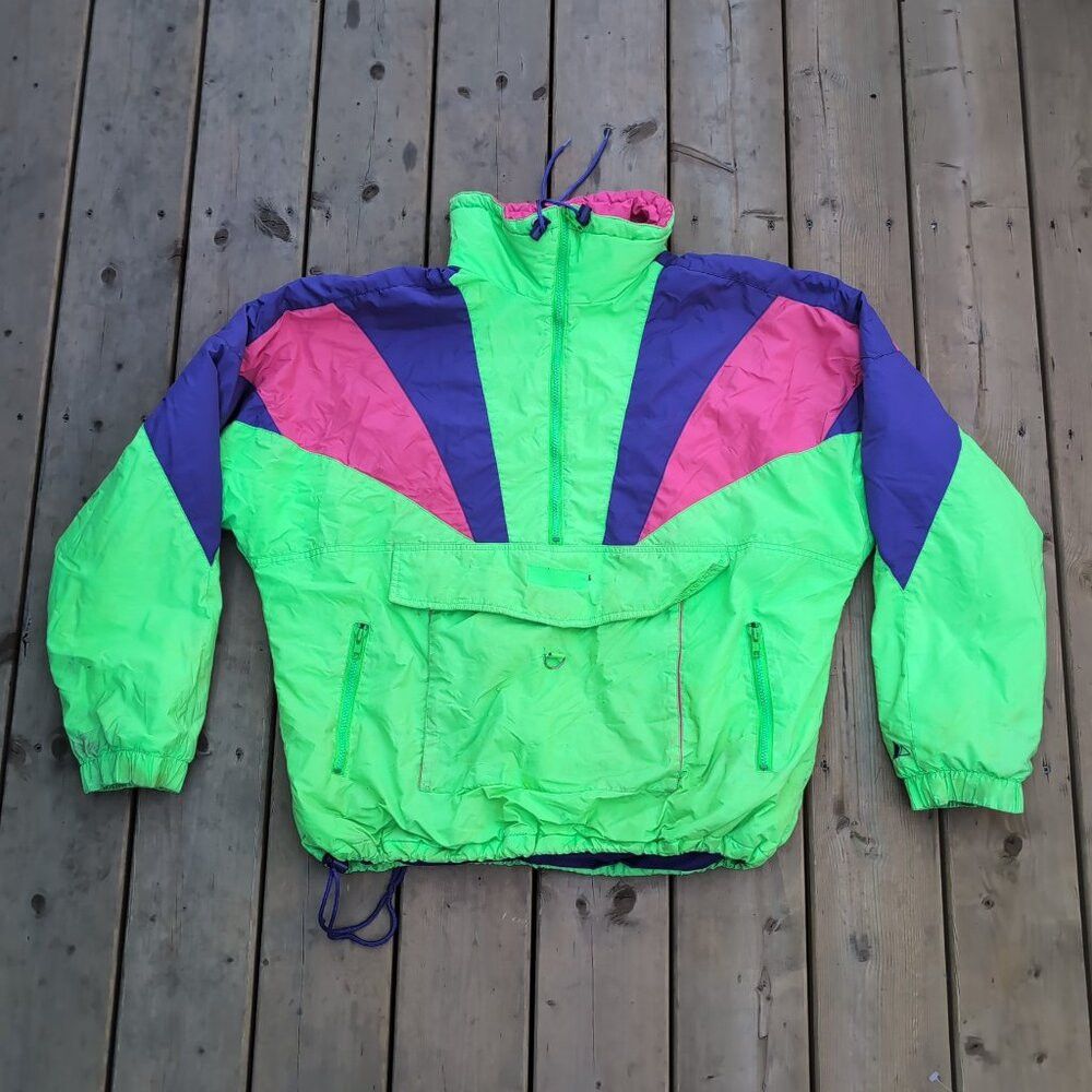 Other Vintage 80s Ski Jacket Green Retro Zip-Up Stand-Up Collar K Size M / US 6-8 / IT 42-44 - 1 Thumbnail