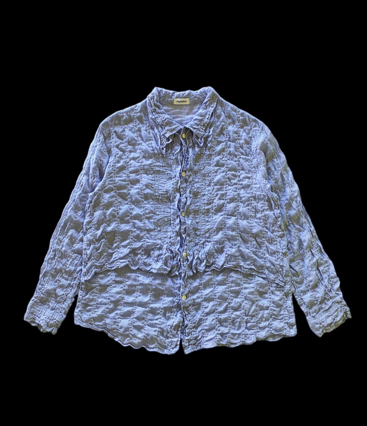 Issey Miyake × Vintage Vintage “Plantation” ISSEY MIYAKE Crunched Pleated Shirt Size M / US 6-8 / IT 42-44 - 1 Thumbnail