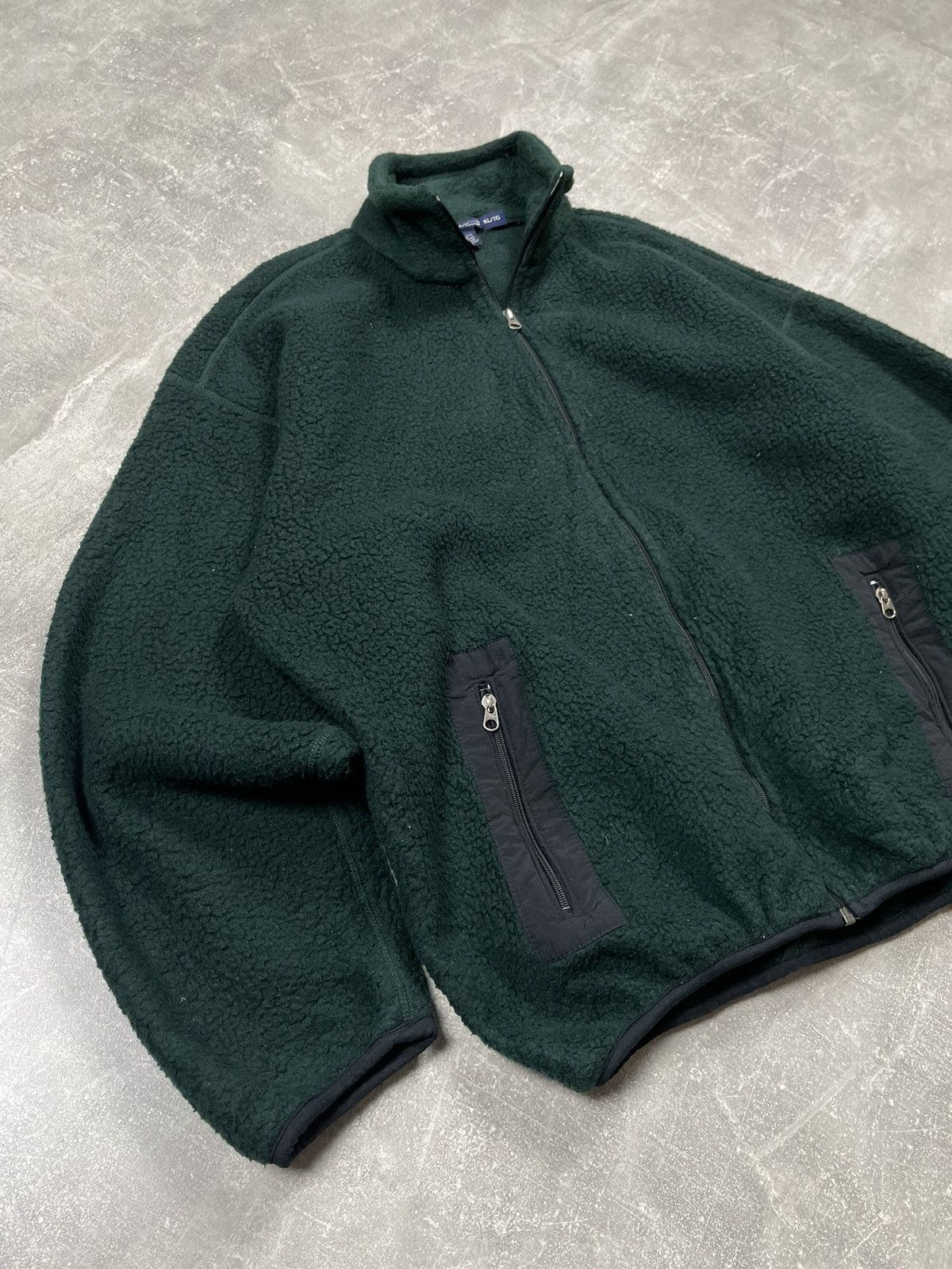 Nautica × Vintage Nautica Vintage Fleece Sweater Green Zip Sweater Made in USA Size US XL / EU 56 / 4 - 2 Thumbnail