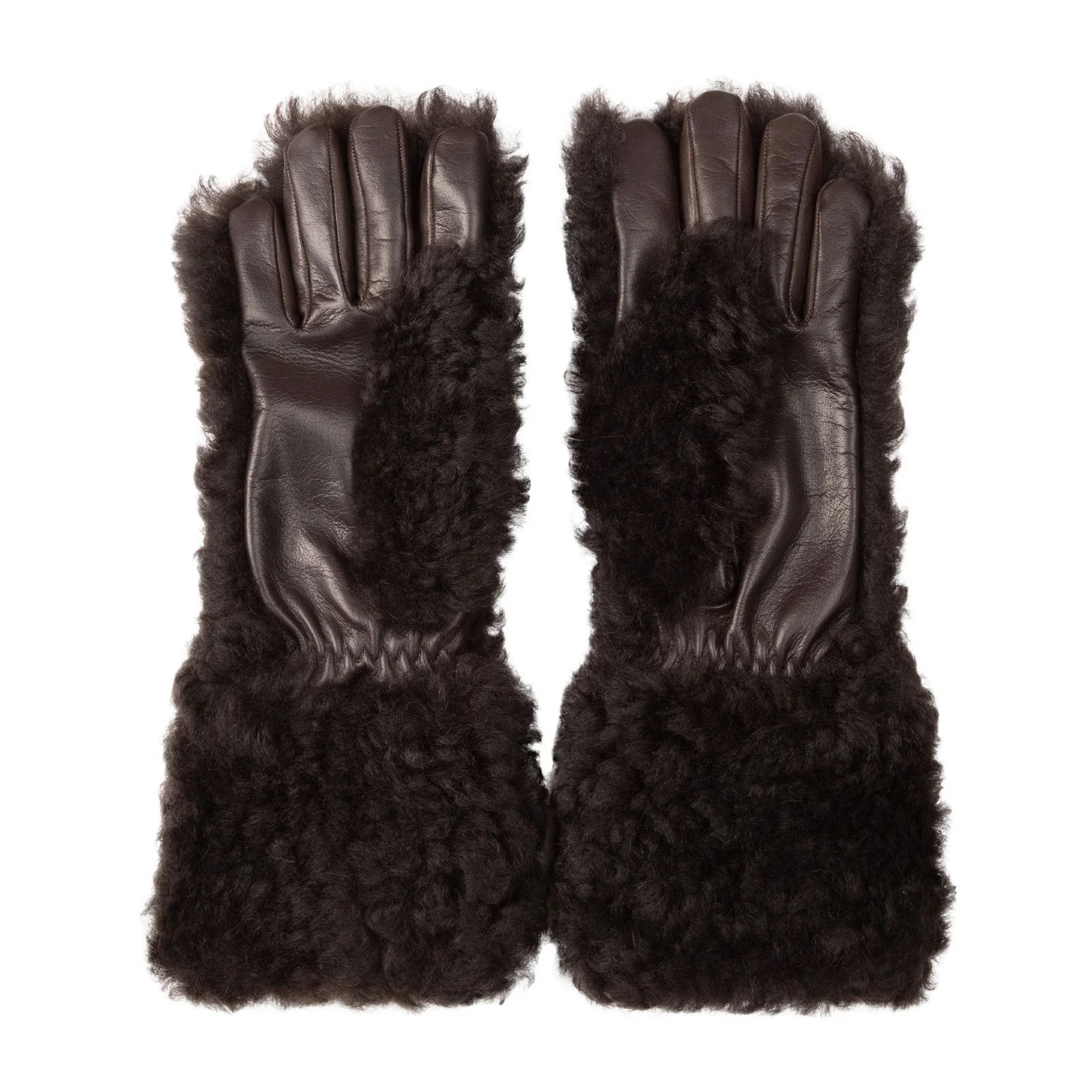 Bottega Veneta o1loc1c0824 Size: 9 / 652238 Gloves Teddy Shearling in Black Size ONE SIZE - 1 Thumbnail