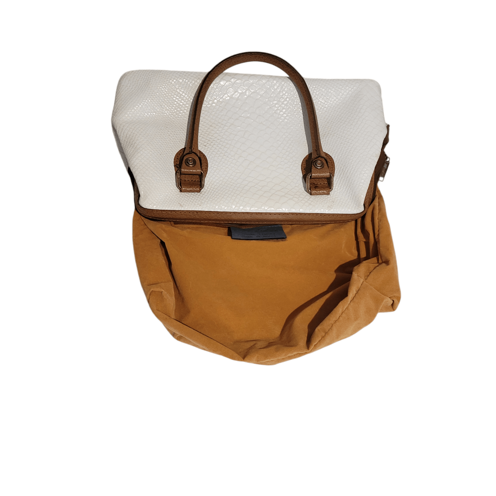 NBDN Nobrandedon Mido Leather White & Tan Snake Alligator Top Handle Bag Size ONE SIZE - 11 Thumbnail
