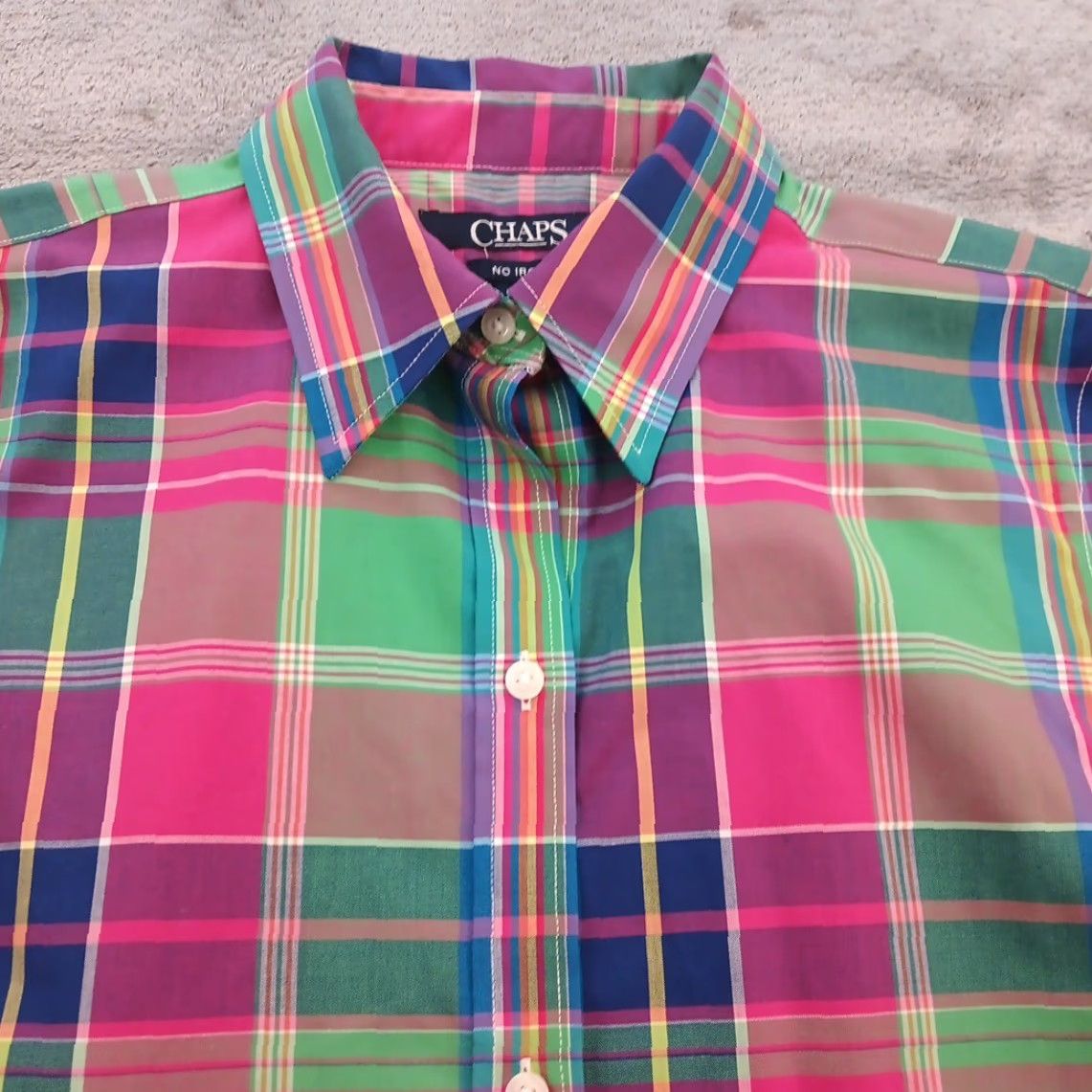 Chaps Chaps Shirt Womens Small Pink Green Plaid Long Sleeve Button Up Cotton Womens Small Pink Plaid Long Sleeve Button Up Cotton Size S / US 4 / IT 40 - 2 Thumbnail