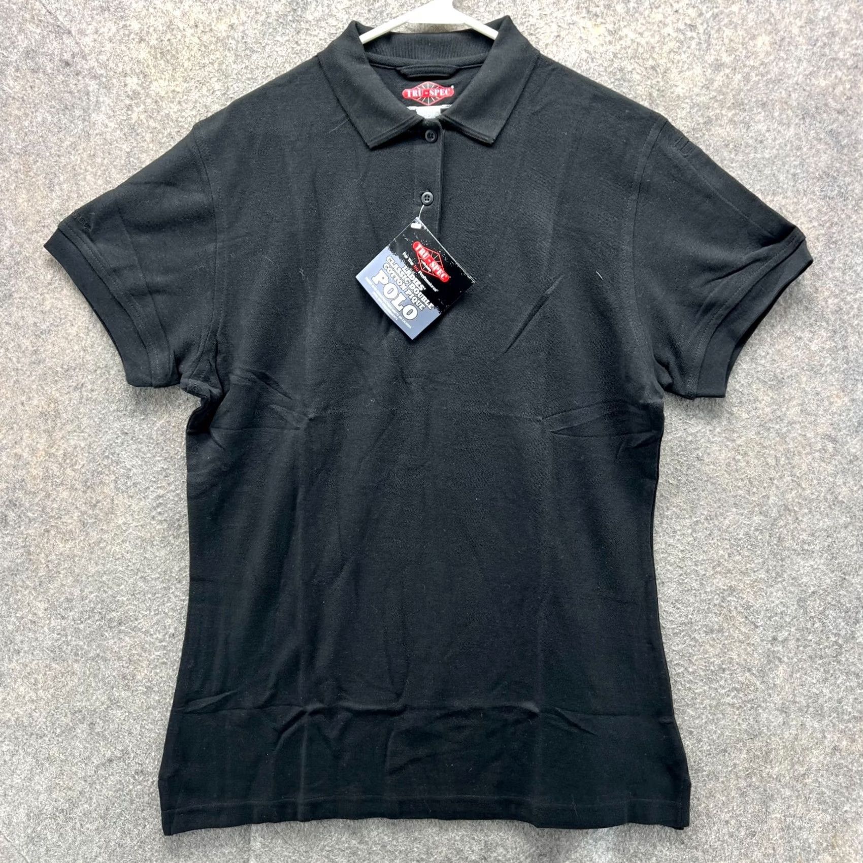 Vintage Tru Spec Polo Shirt Women XL Black Classic Double Cotton Pique New Size XL / US 12-14 / IT 48-50 - 2 Thumbnail