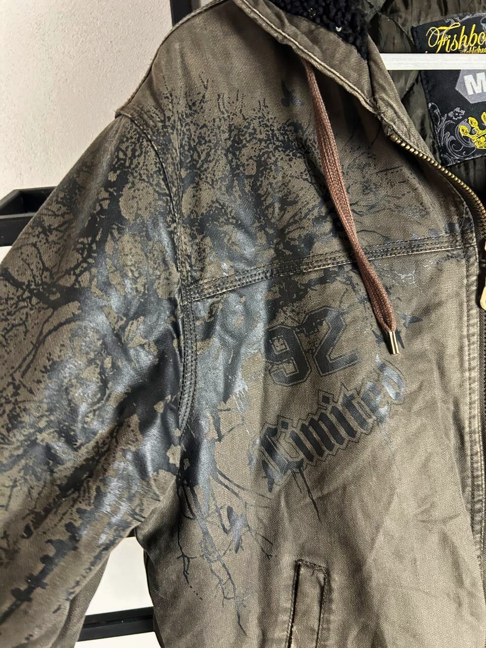 Vintage Fishbone Hooded Bomber Jacket Vintage Distressed Workwear Size US M / EU 48-50 / 2 - 8 Thumbnail