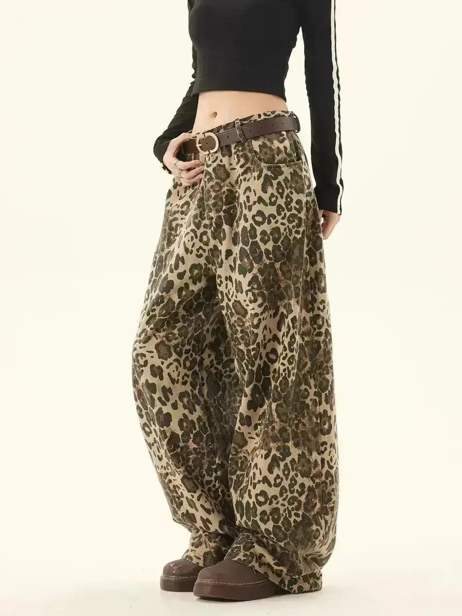 Japanese Brand Street Vintage Loose Wide Leg Leopard Print Street Pants Size US 32 / EU 48 - 2 Thumbnail