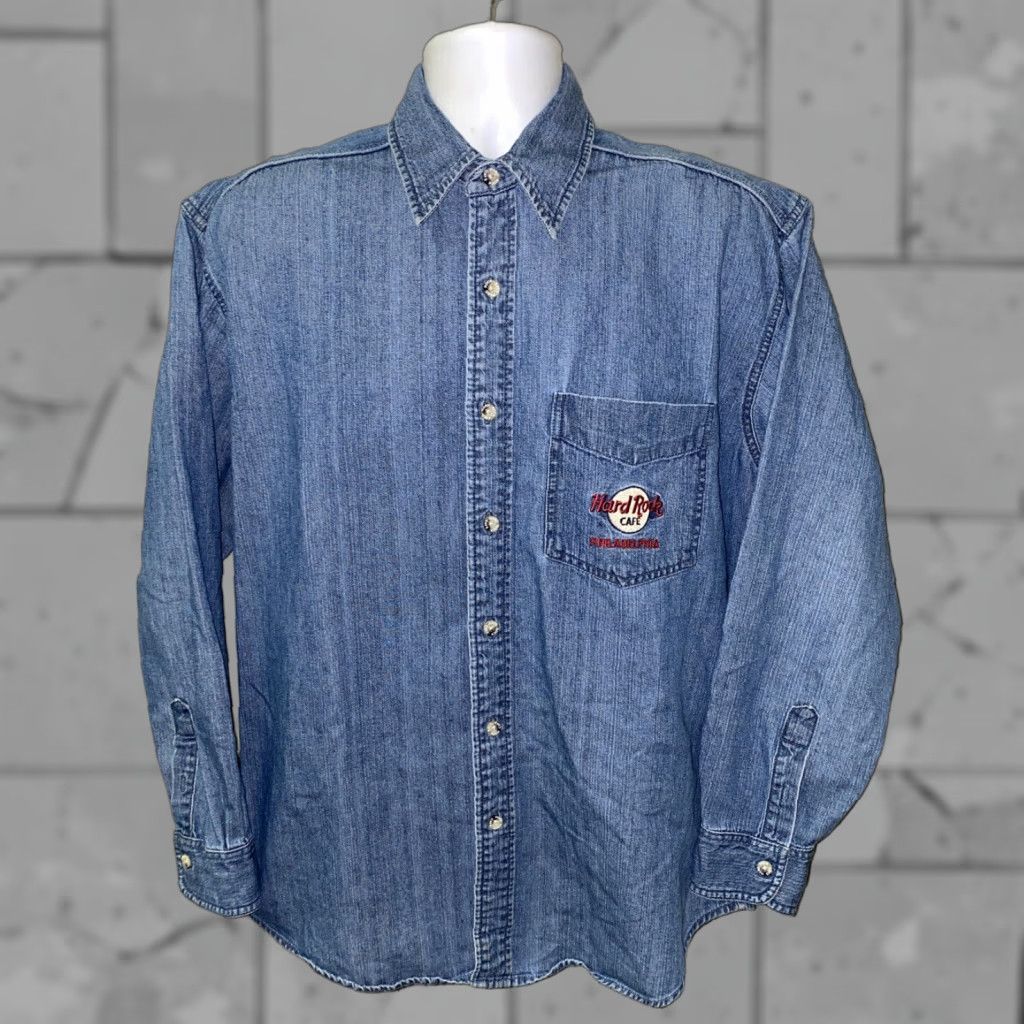 Hard Rock Cafe Hard Rock Cafe Shirt Denim Long Sleeve Button-Up M Blue Mens Philadelphia Size US M / EU 48-50 / 2 - 1 Thumbnail