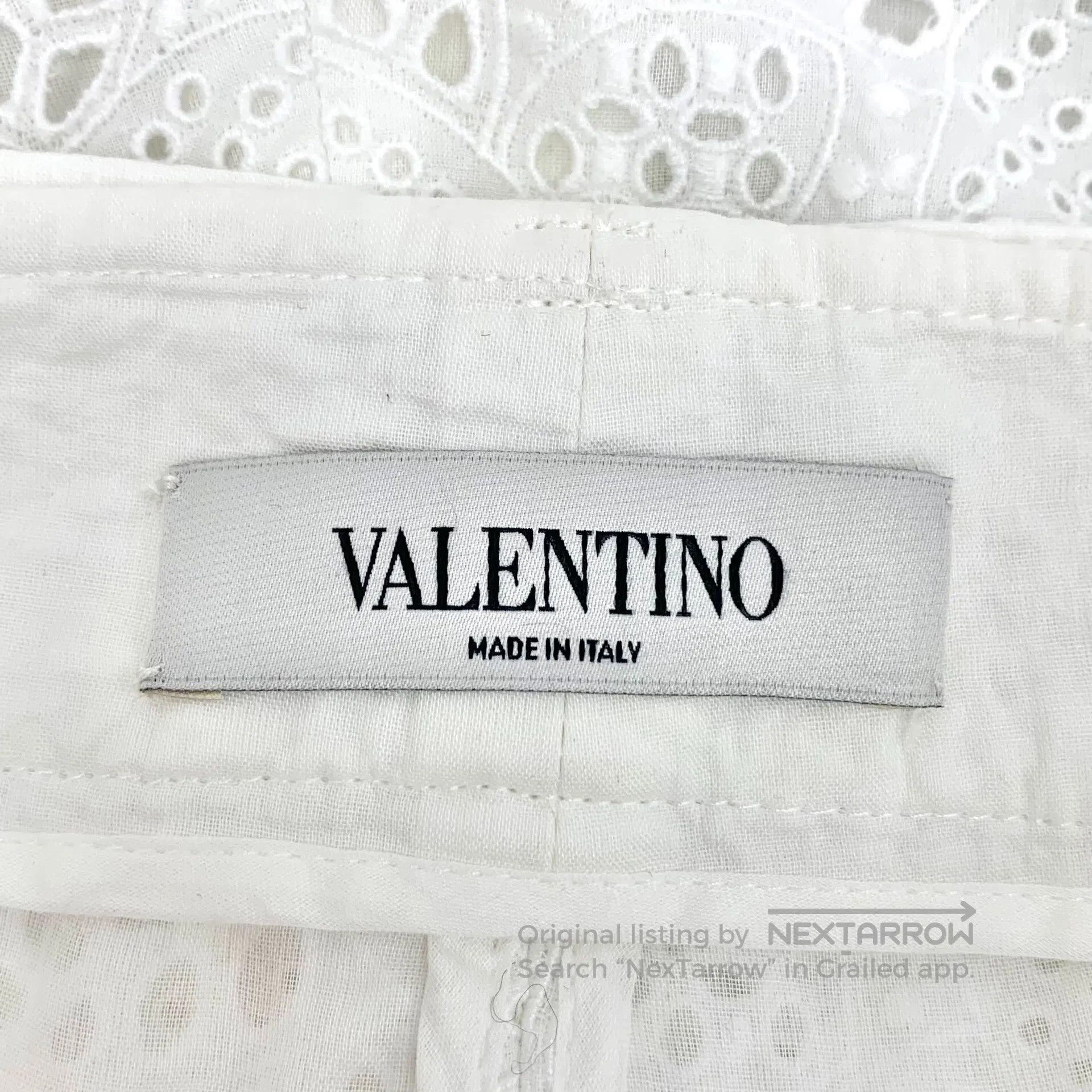 Valentino Valentino White Floral Openwork Embroidered Cotton Casual Size 37" - 6 Thumbnail