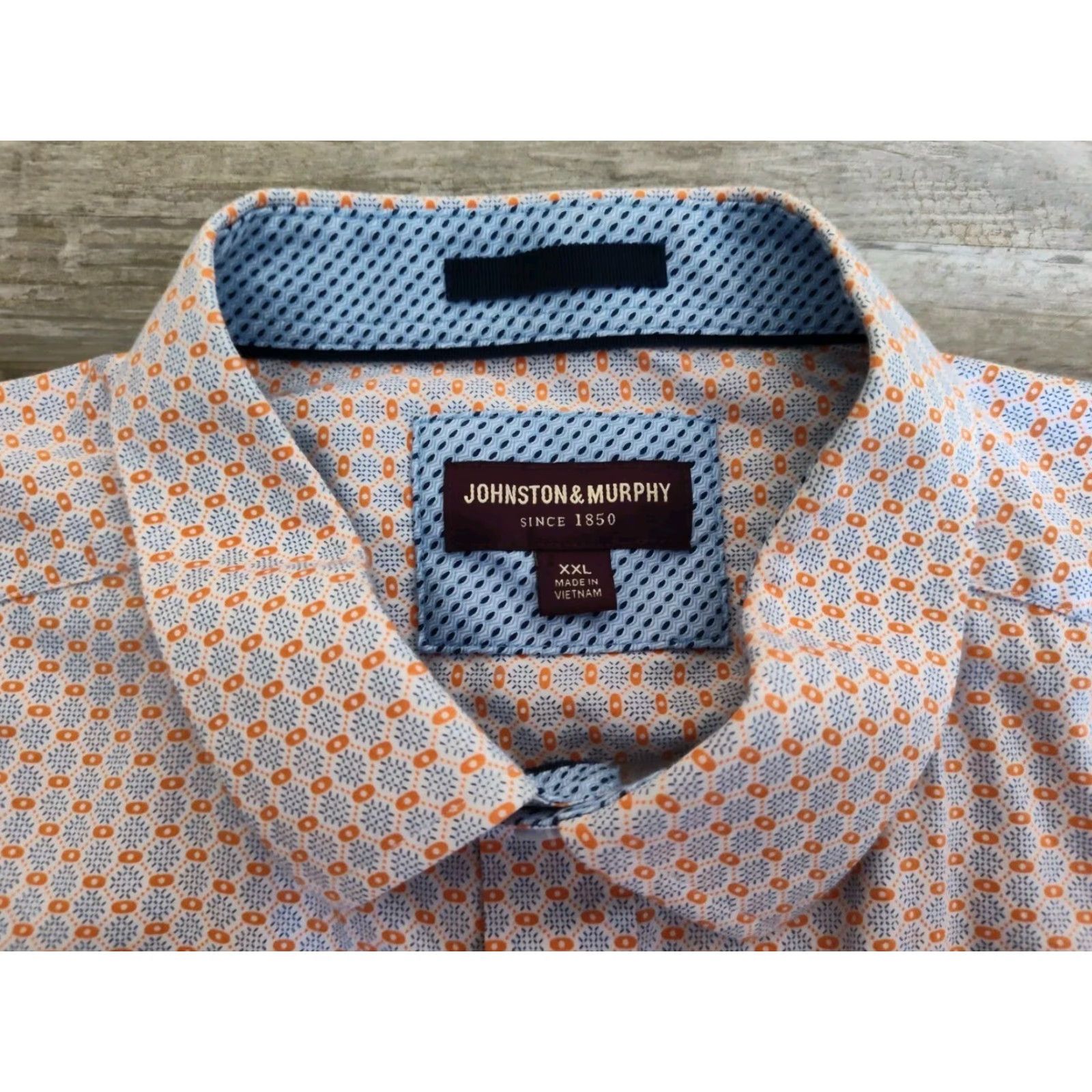 Johnston & Murphy JOHNSON & MURPHY Men's Button-Up Shirt 2XL Geometric Long Sleeve Multicolor Flip Cuff Casual Classic Size US XXL / EU 58 / 5 - 6 Thumbnail