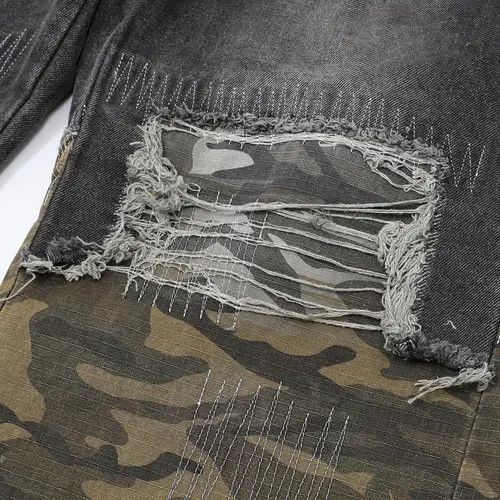 VIBE Misuzu x Akira Camouflage Patchwork Hole Bottom Jeans Size US 33 - 5 Thumbnail