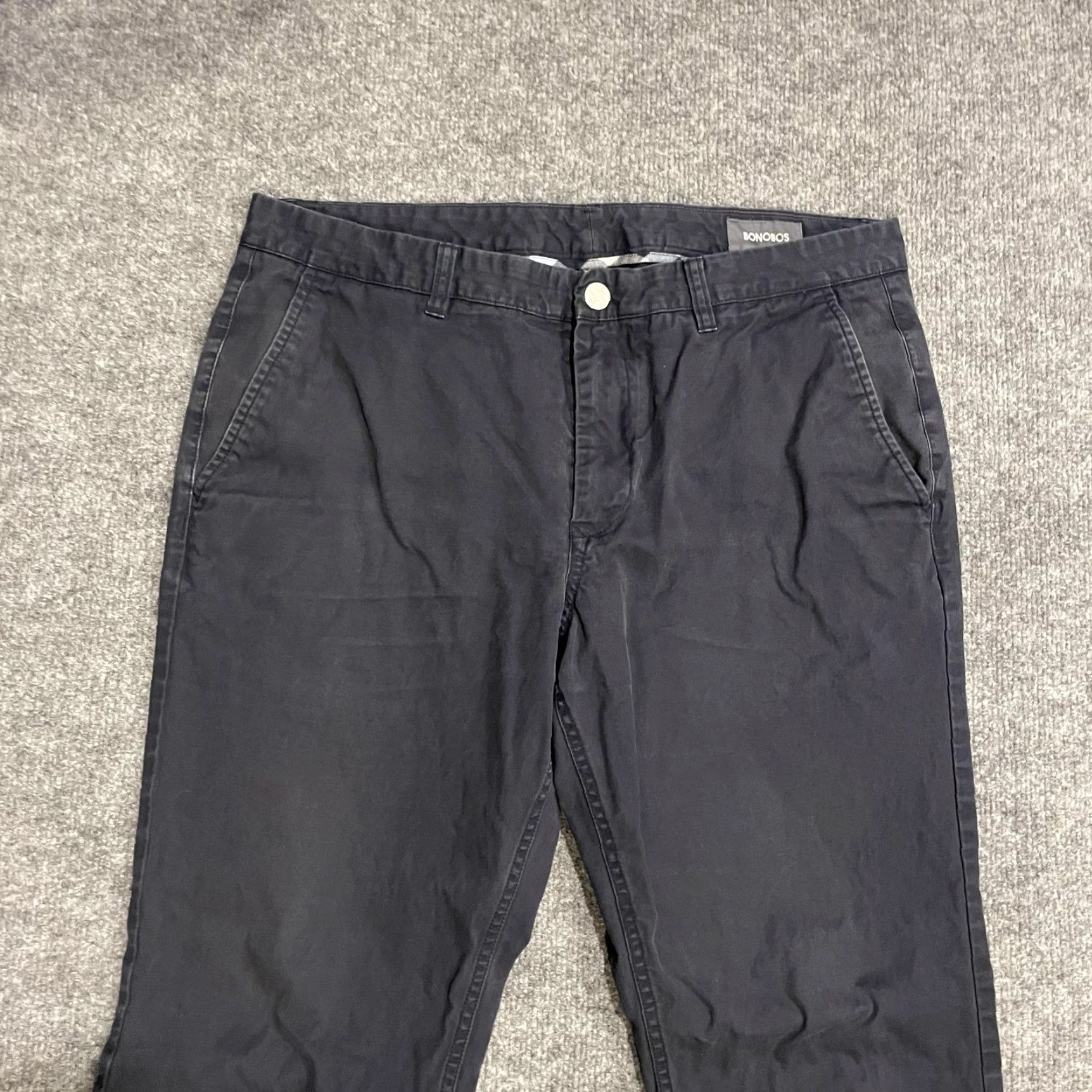 Bonobos BONOBOS Pants Chino Slim Straight Mens 36x32 Navy Blue 100% Cotton Flat Front Pockets Front Zip Size US 36 / EU 52 - 3 Thumbnail