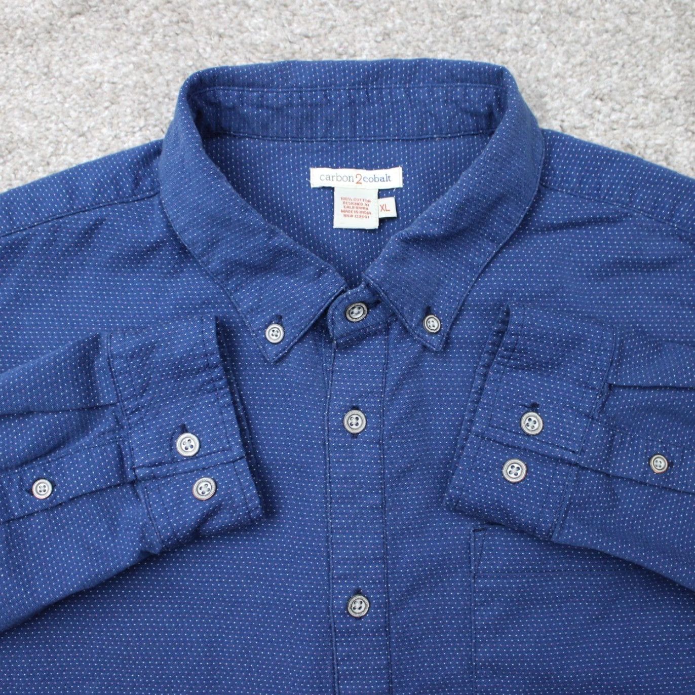 Carbon2Cobalt Carbon 2 Cobalt Shirt Mens Large Blue Geometric Pointillism Cotton Long Sleeve Size US L / EU 52-54 / 3 - 2 Thumbnail