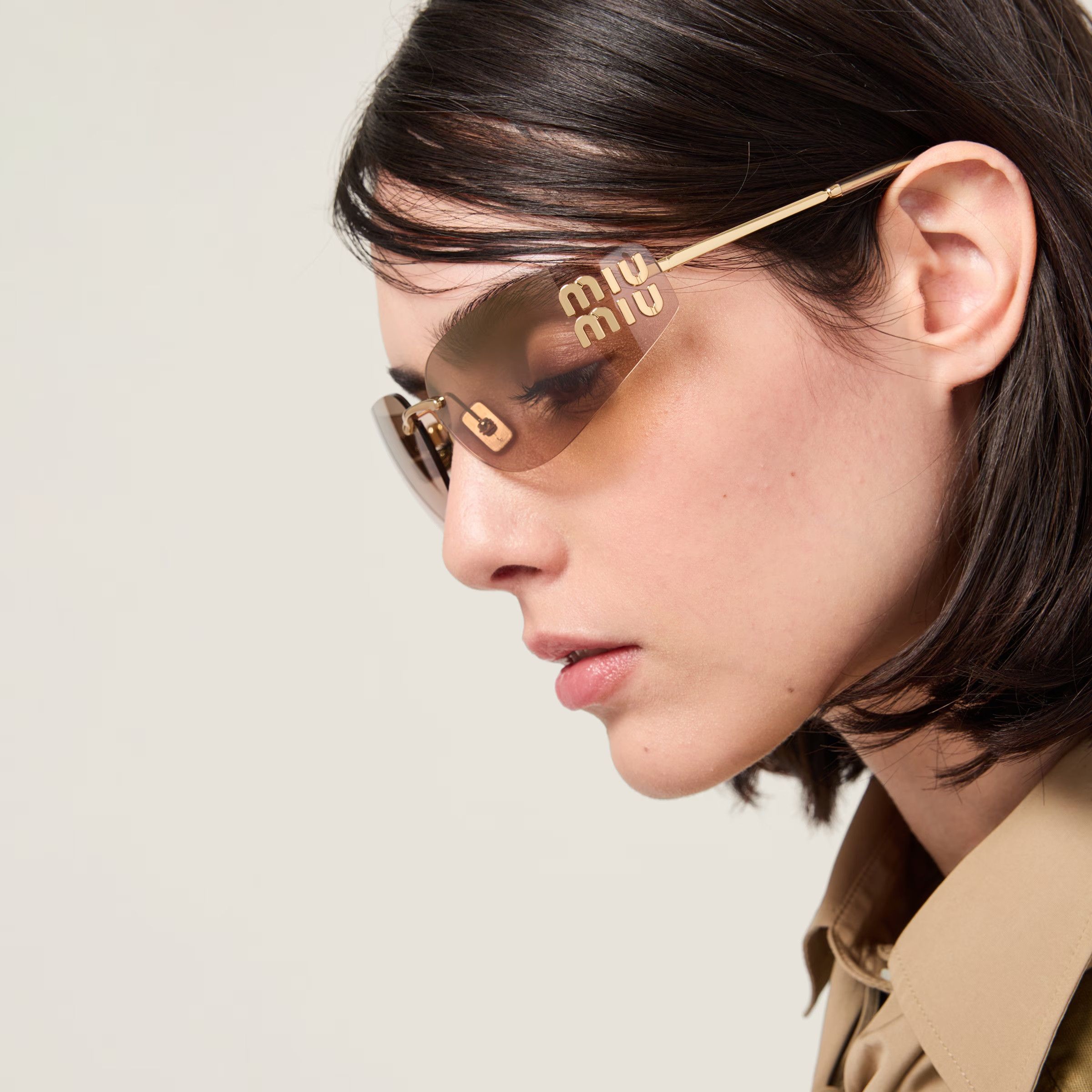 Prada PR26ZS 17K08Z Sunglasses Talc Oval Frame, Grey Lenses Prada NEW PRADA PR26ZS 17K08Z Talc/Dark Grey Women  main image 2