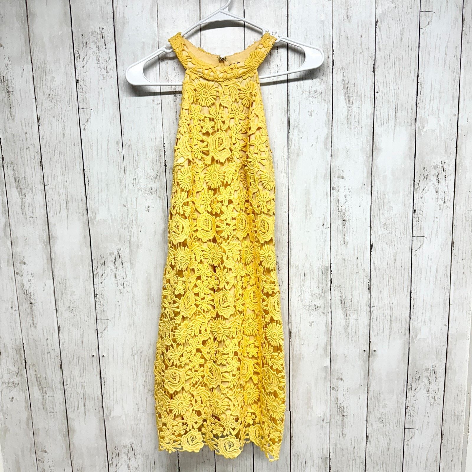 Other Lulus M Canary Yellow Love Poem Lace Sleeveless Mini Dress Size M / US 6-8 / IT 42-44 - 1 Thumbnail