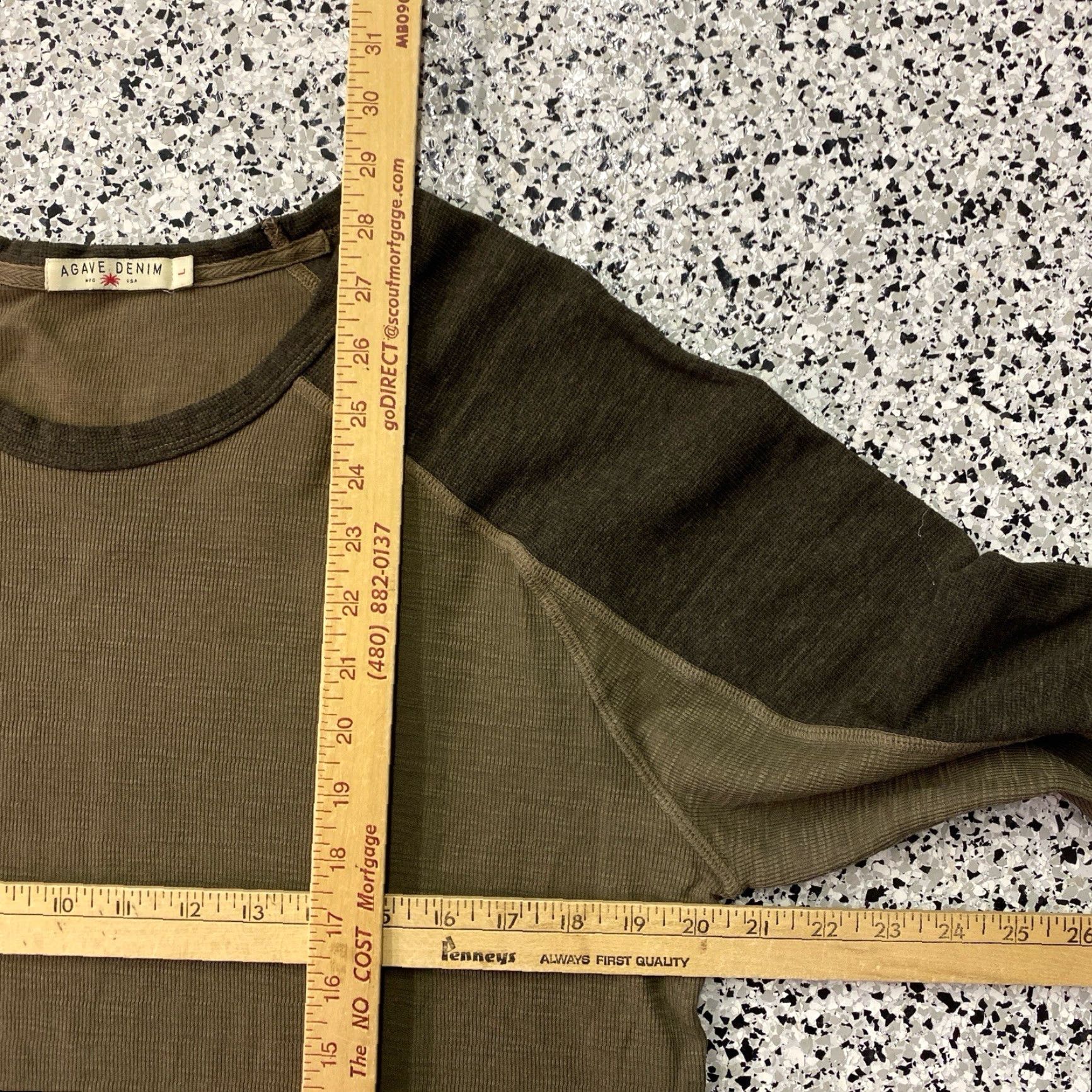 Denime Agave Denim T-Shirt Shirt Men Large Green Long Sleeve Crew Neck Cotton Full Cut Regular Fit Vintage No Size US L / EU 52-54 / 3 - 3 Thumbnail