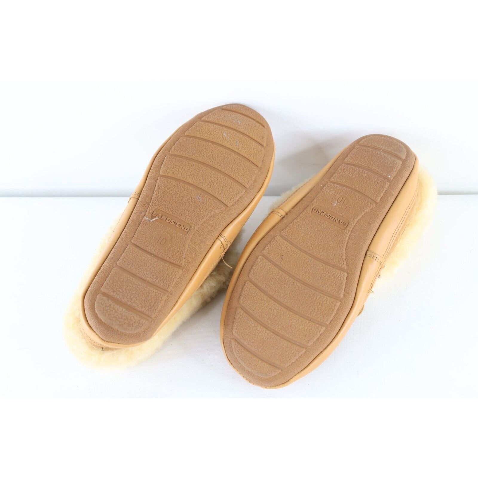 Vintage Vintage 90s Lands End Shearling Lined Suede Leather Slippers Size US 10 / IT 40 - 9 Thumbnail