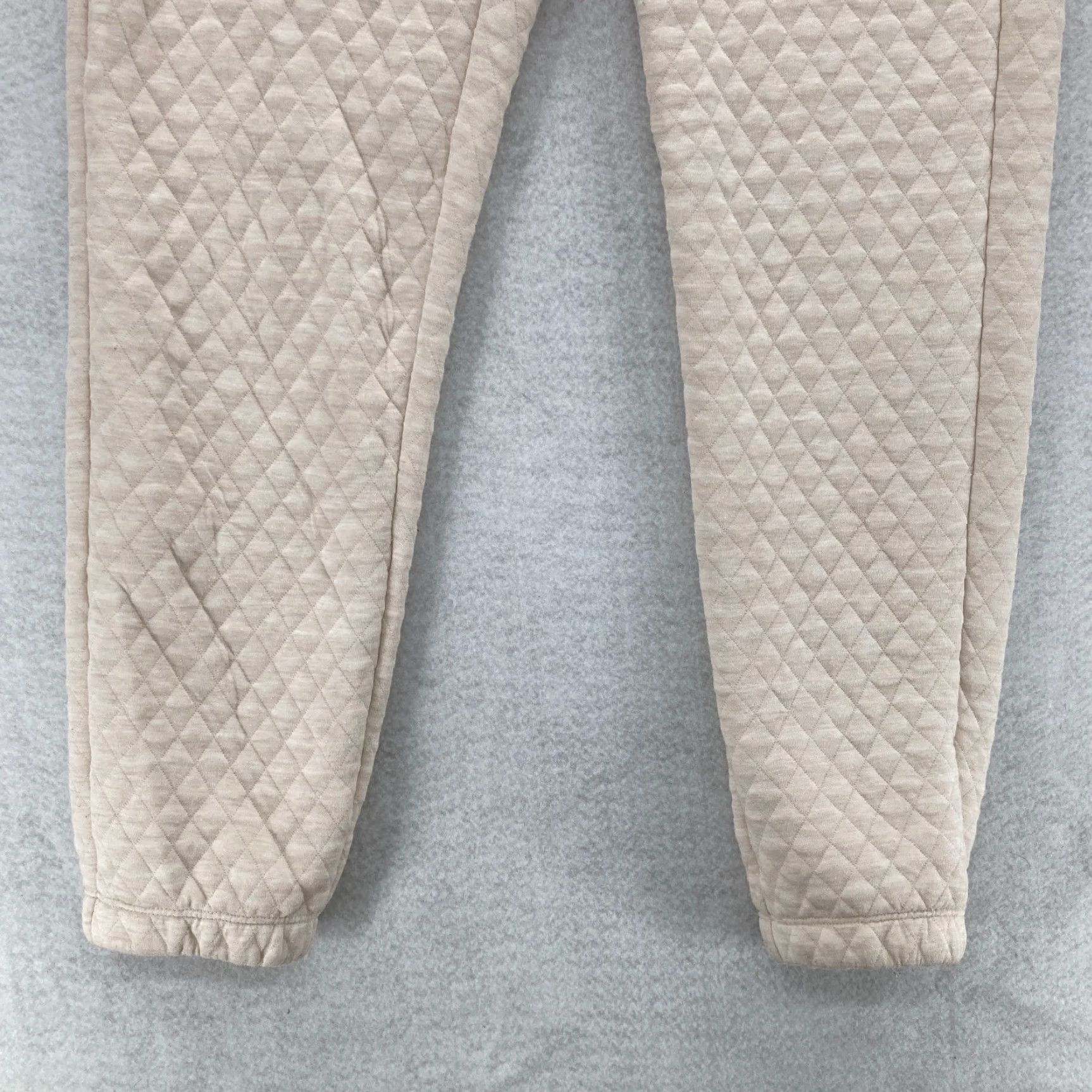 Marine Layer Marine Layer Women's Small Beige Quilted Jogger Pants Drawstring Tapered Size 28" / US 6 / IT 42 - 4 Thumbnail