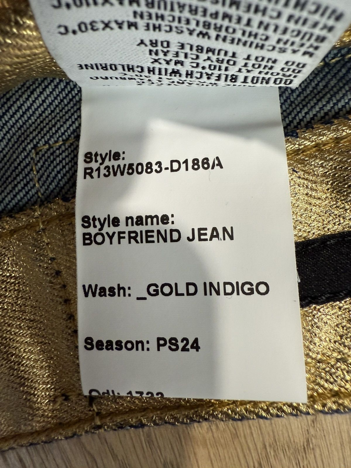 R13 R13 BOYFRIEND JEAN GOLD INDIGO Size 26" / US 2 / IT 38 - 9 Thumbnail