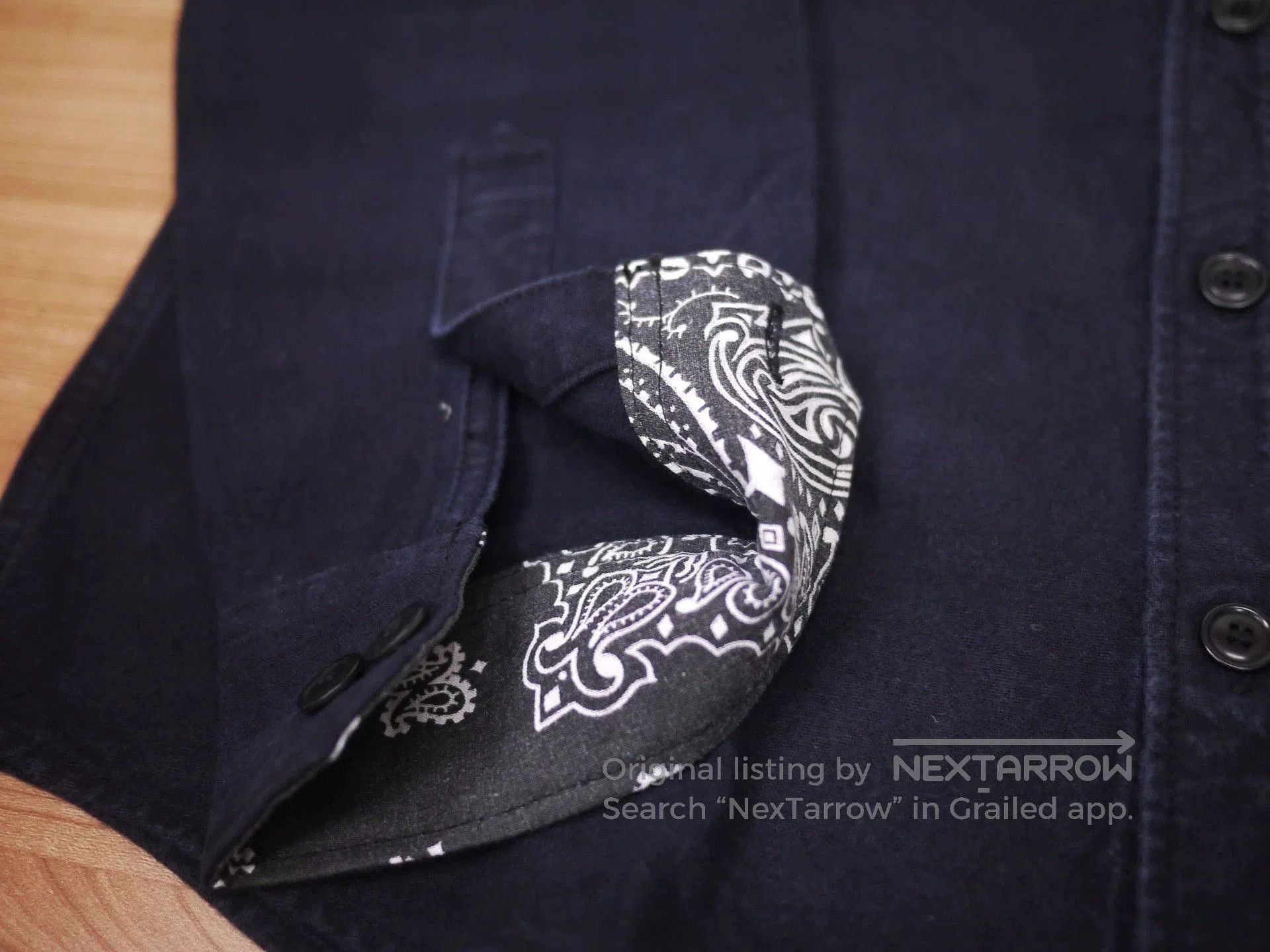 Visvim Black Long Sleeve Button-Up Shirt with Bandana Cuffs. Size US M / EU 48-50 / 2 - 5 Thumbnail
