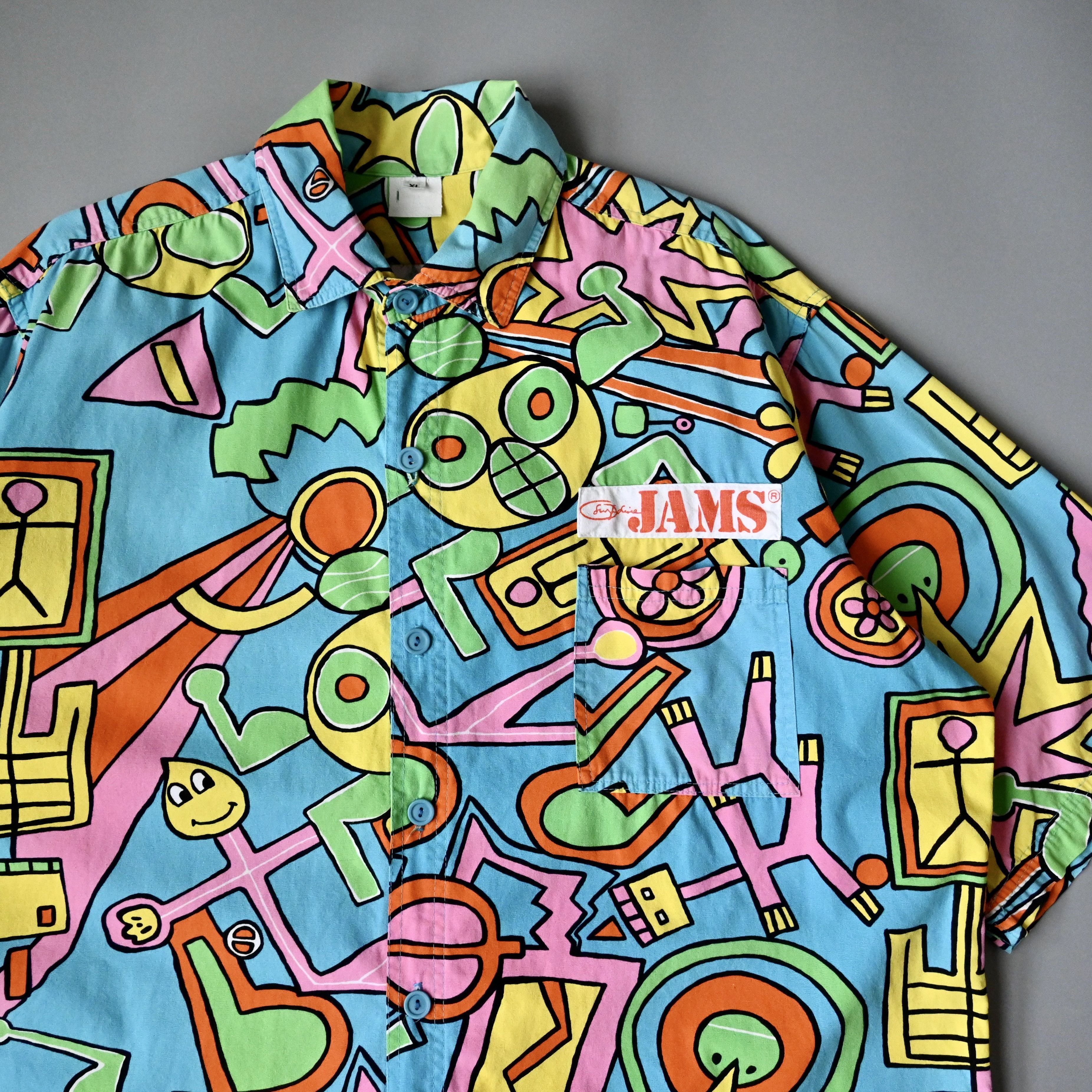 Jams World VTG 80s JAMS Surfline postmodern art cotton shirt XL, robot Size US XL / EU 56 / 4 - 5 Thumbnail