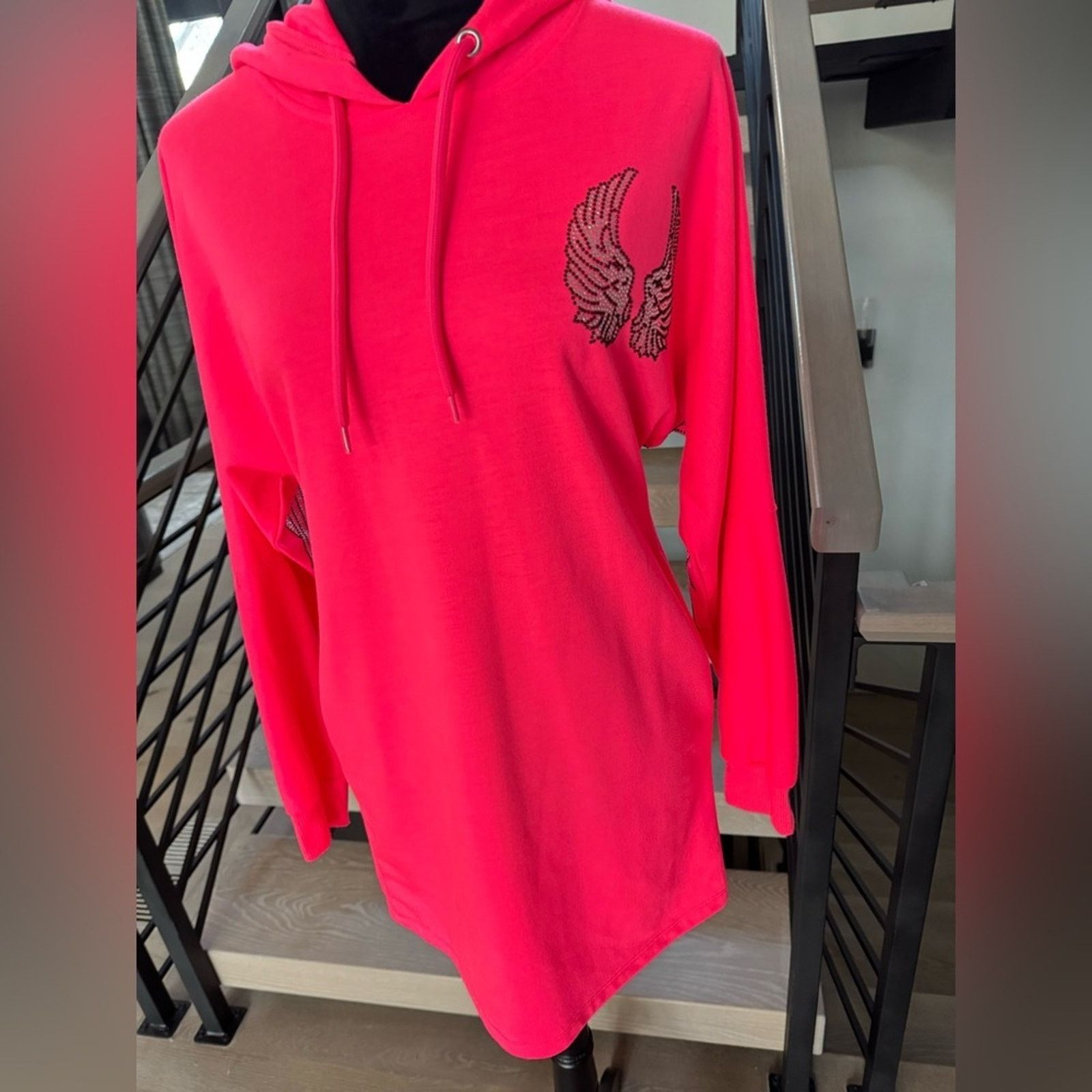 Other Y2K Party Hot Pink Hoodie Dress with pockets w Design XS Size XS / US 0-2 / IT 36-38 - 10 Thumbnail