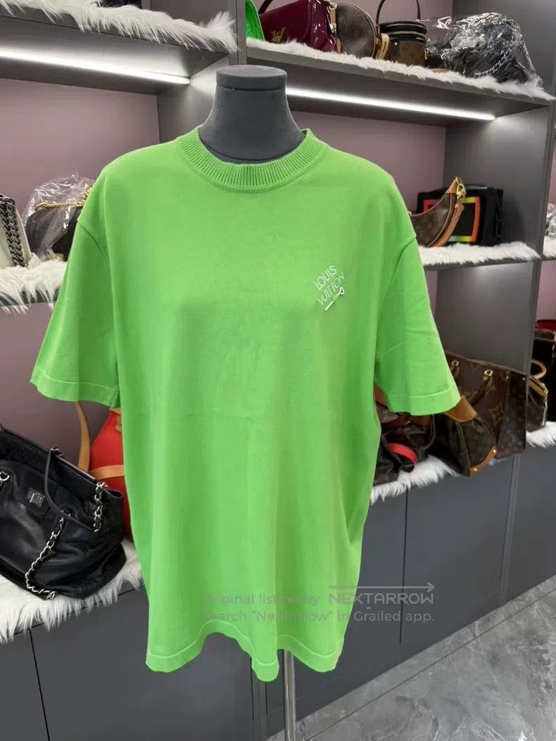 Louis Vuitton Louis Vuitton Green pin embroidered logo knit half-sleeve Size US XL / EU 56 / 4 - 3 Thumbnail